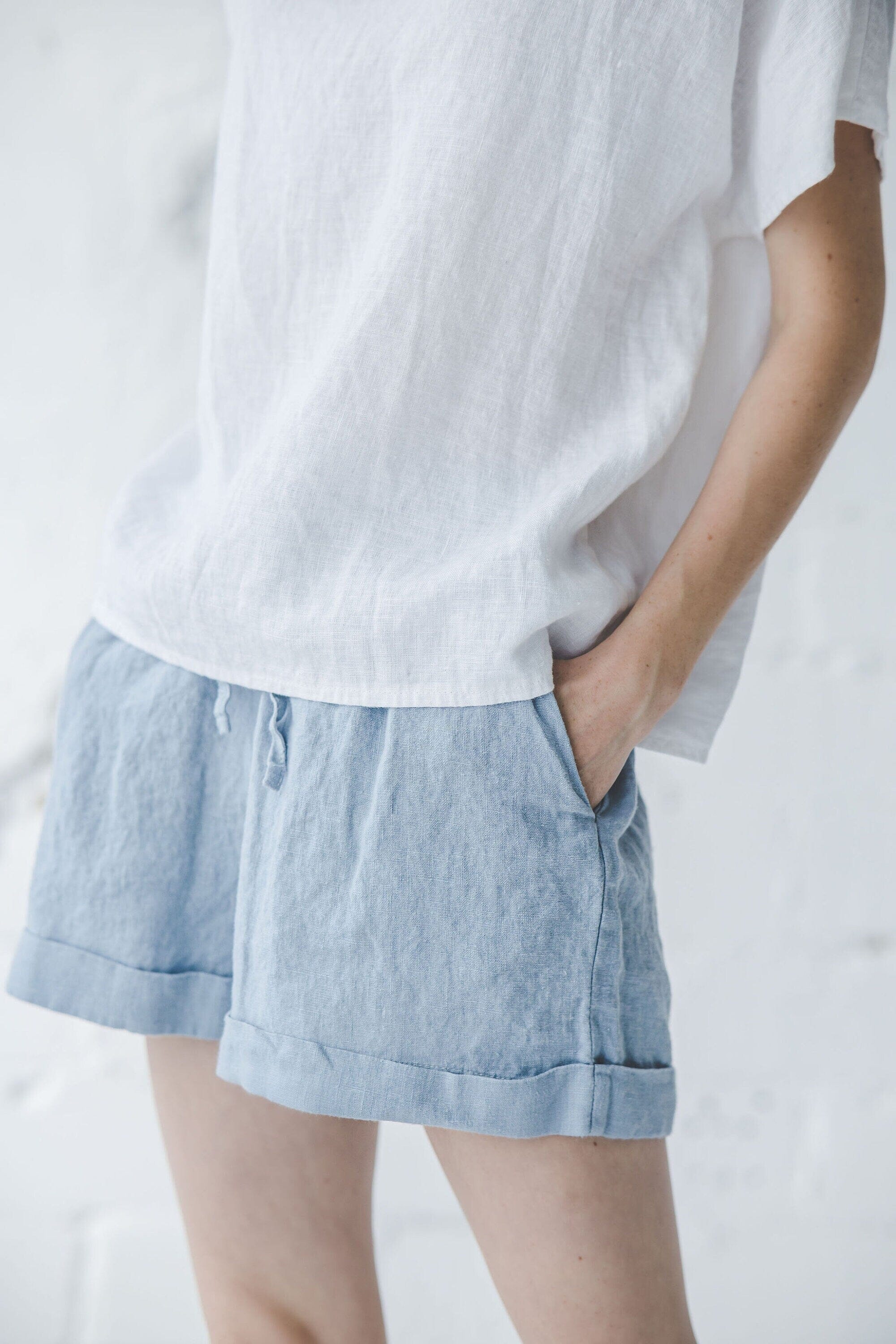 Beach Linen Shorts for Women Old Linen Mill