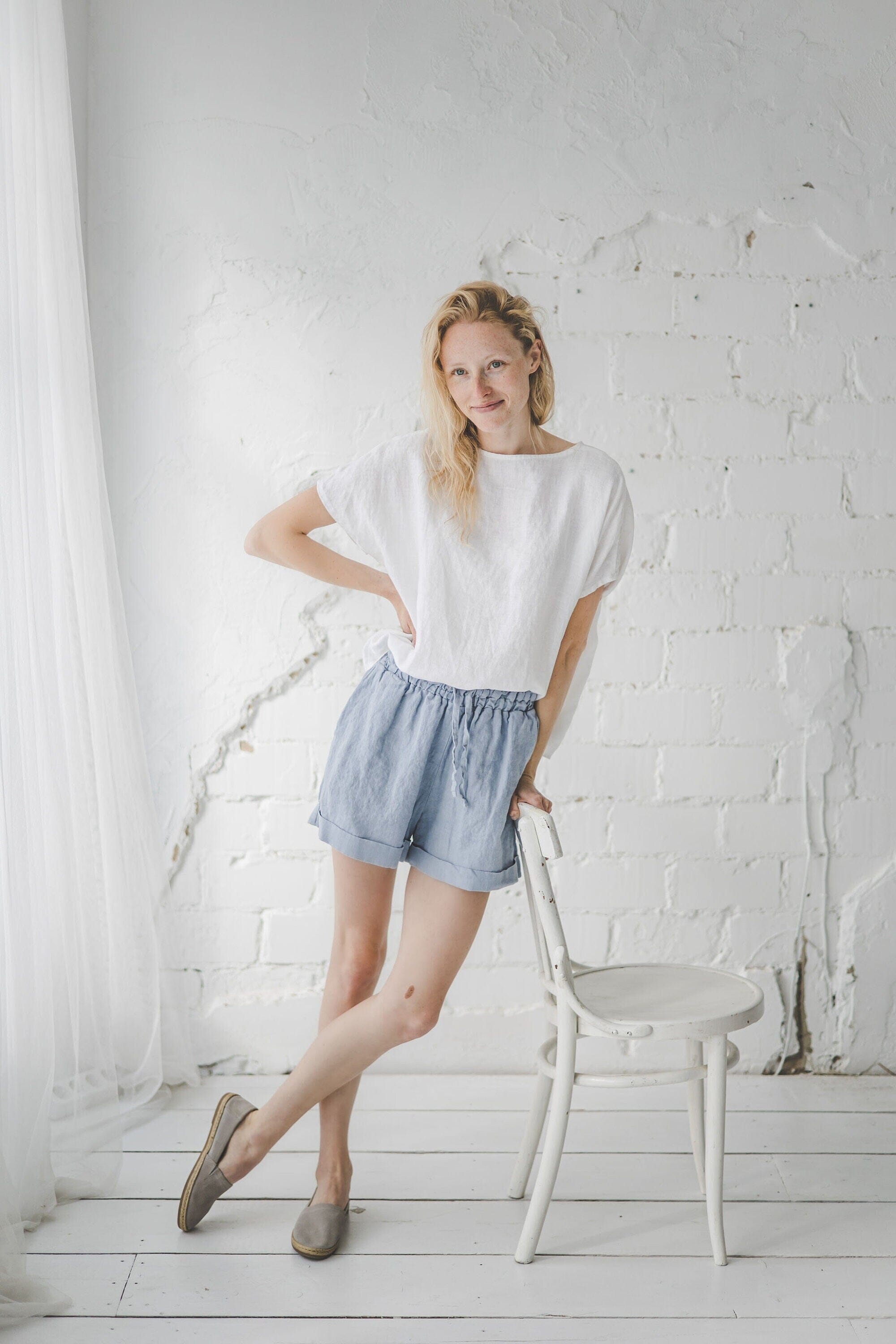 Ladies linen shorts online