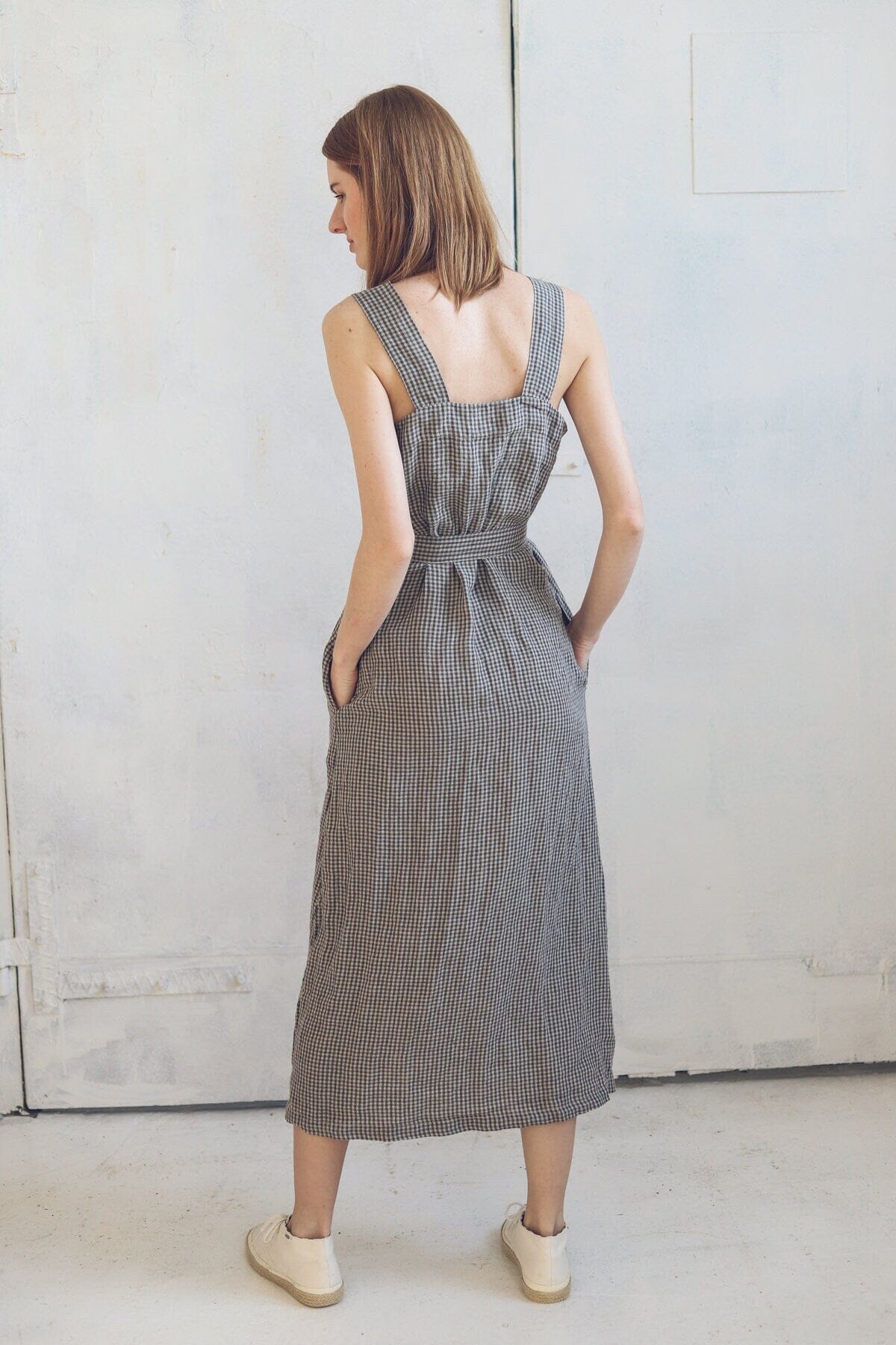 Boho Style Buttons Down Long Linen Dress Old Linen Mill