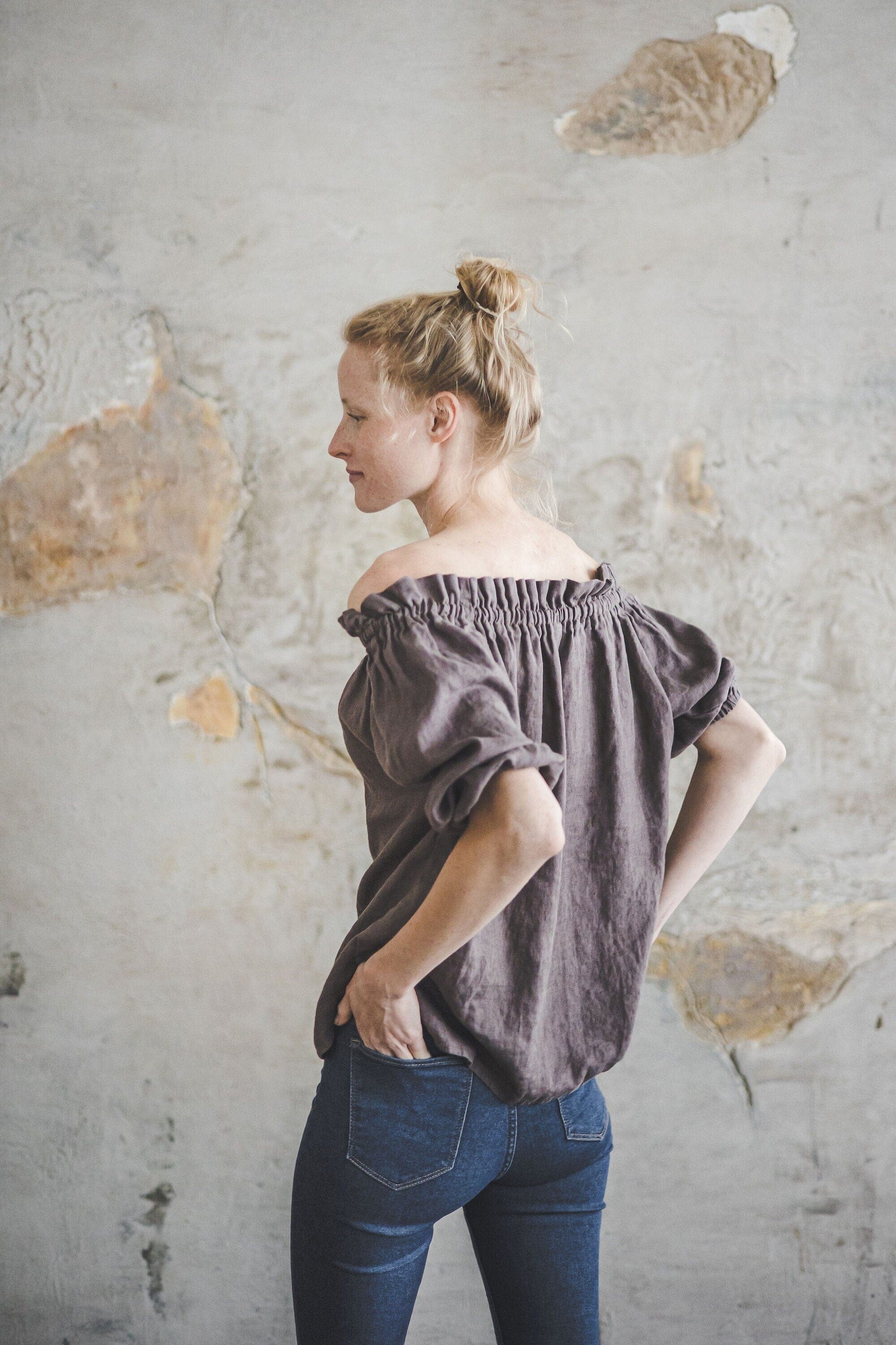 Boho Style Linen Top Blouse Old Linen Mill