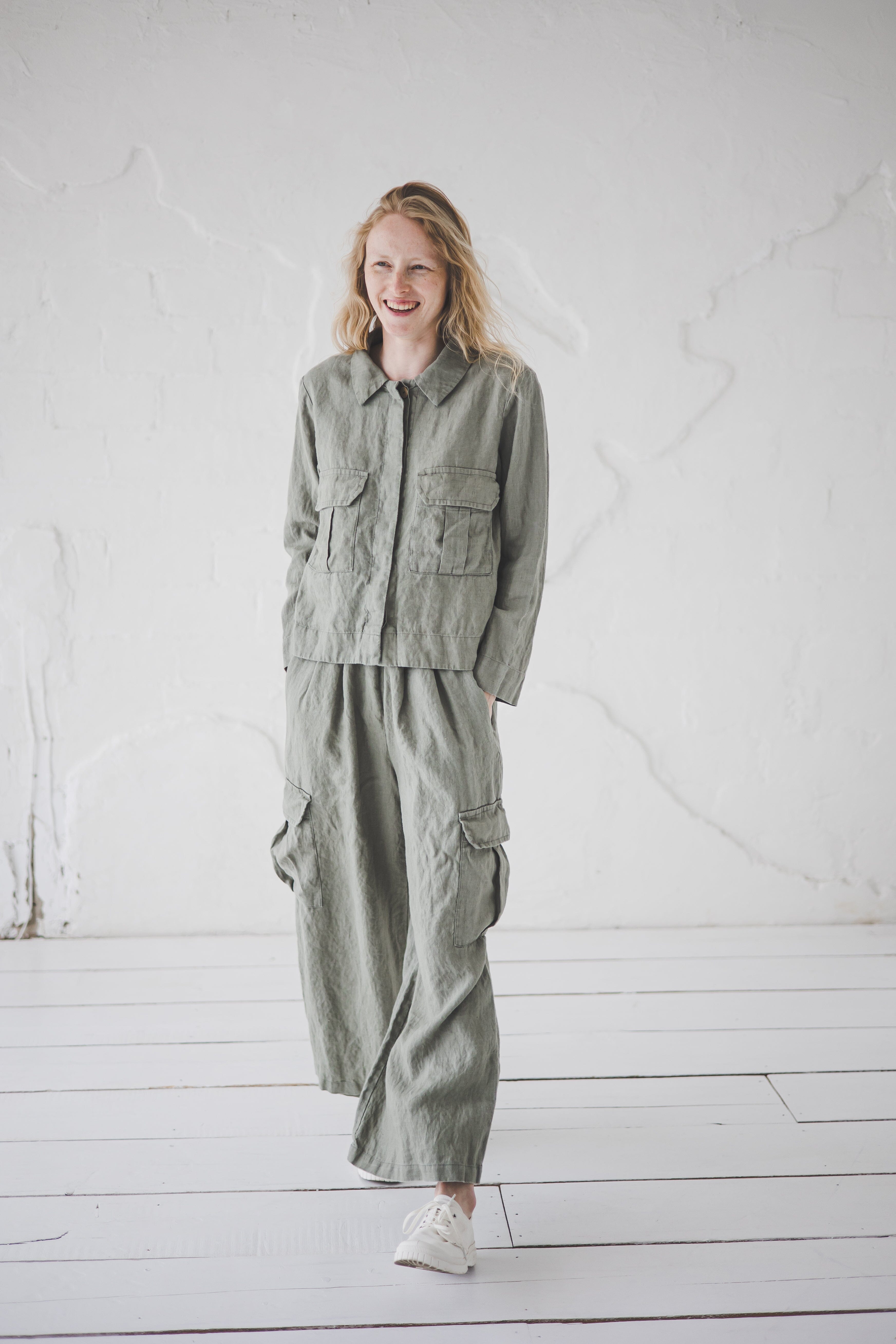 Cargo Loose Linen Pants Old Linen Mill