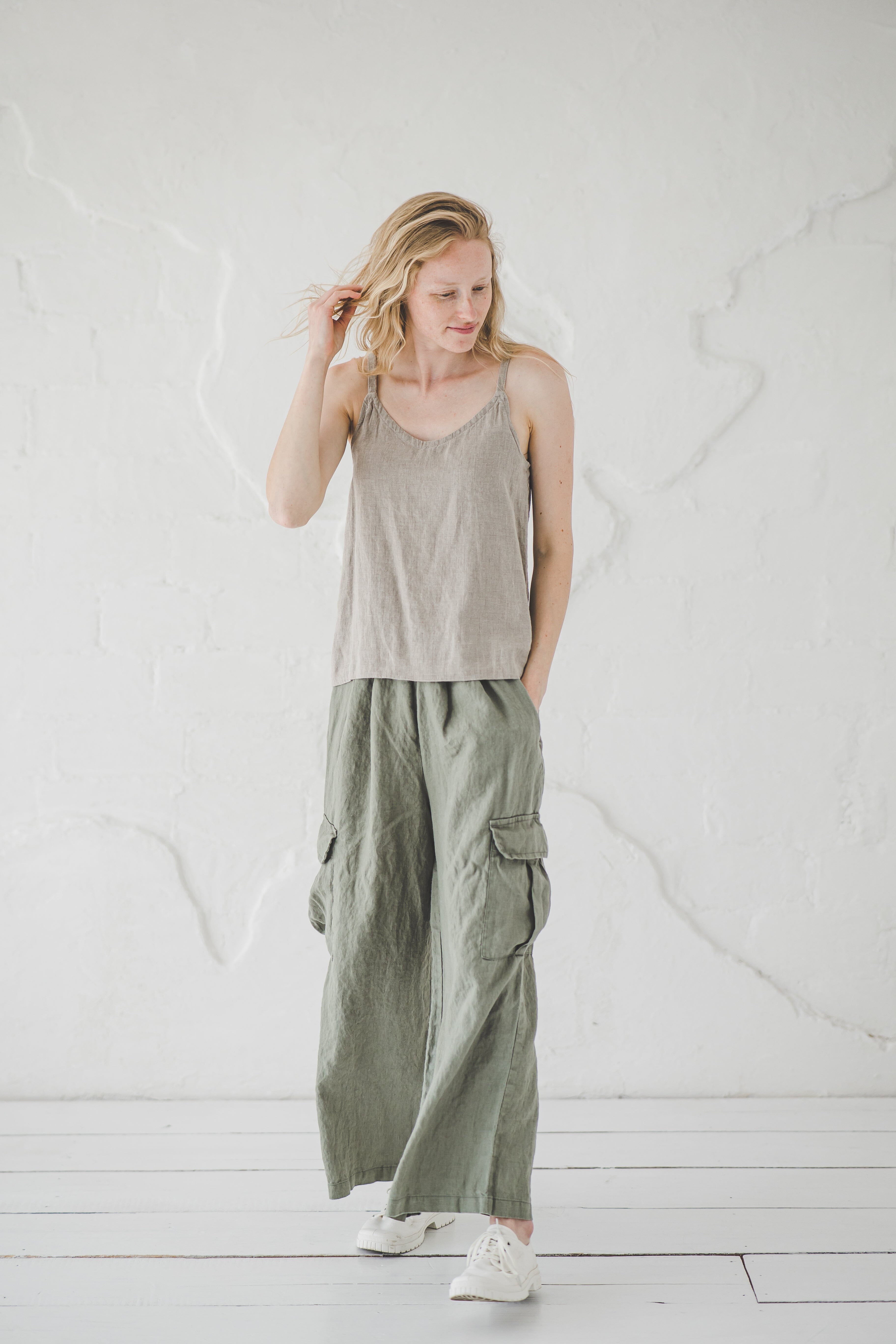 Cargo Loose Linen Pants Old Linen Mill