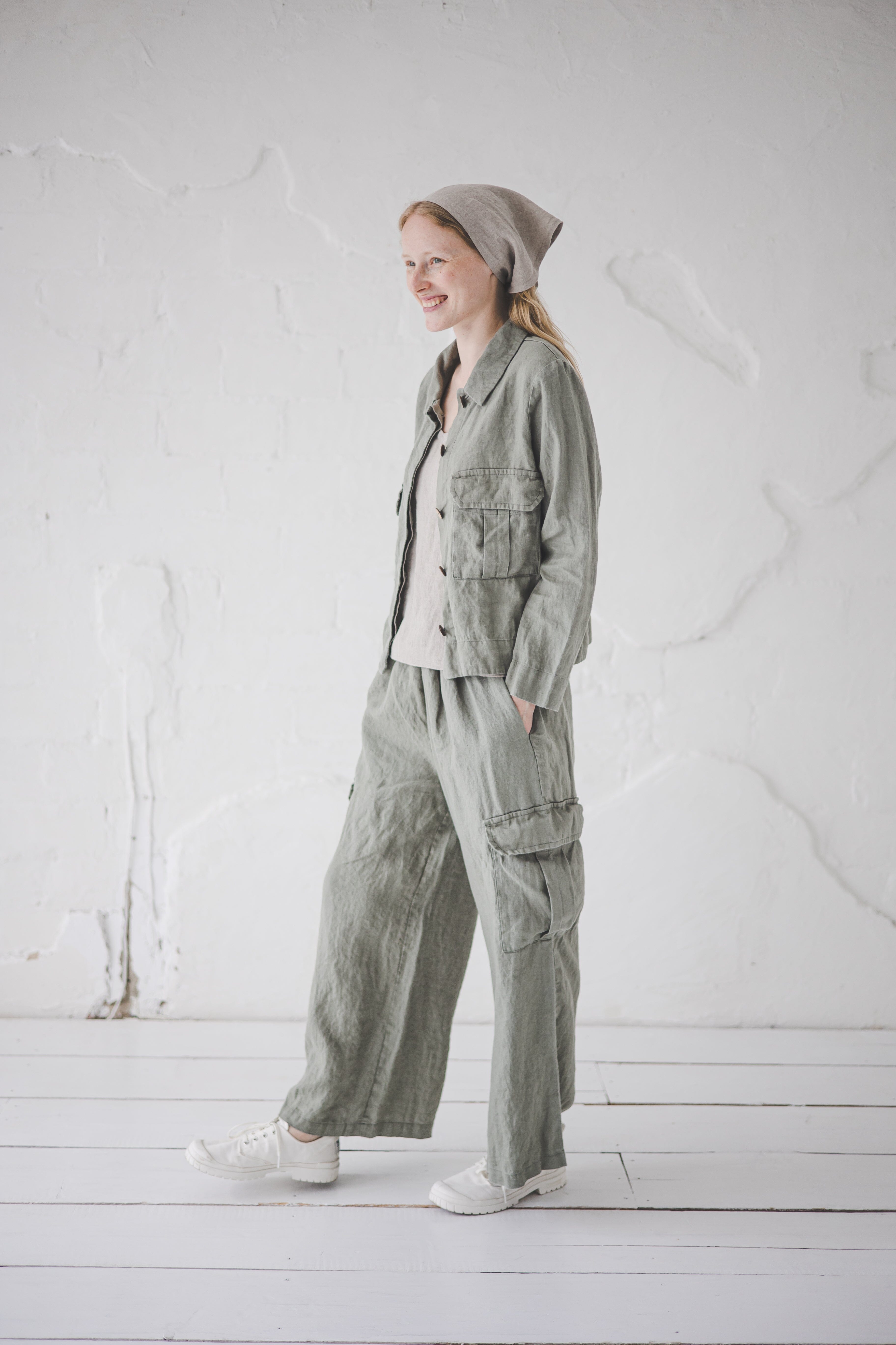 Cargo Loose Linen Pants Old Linen Mill