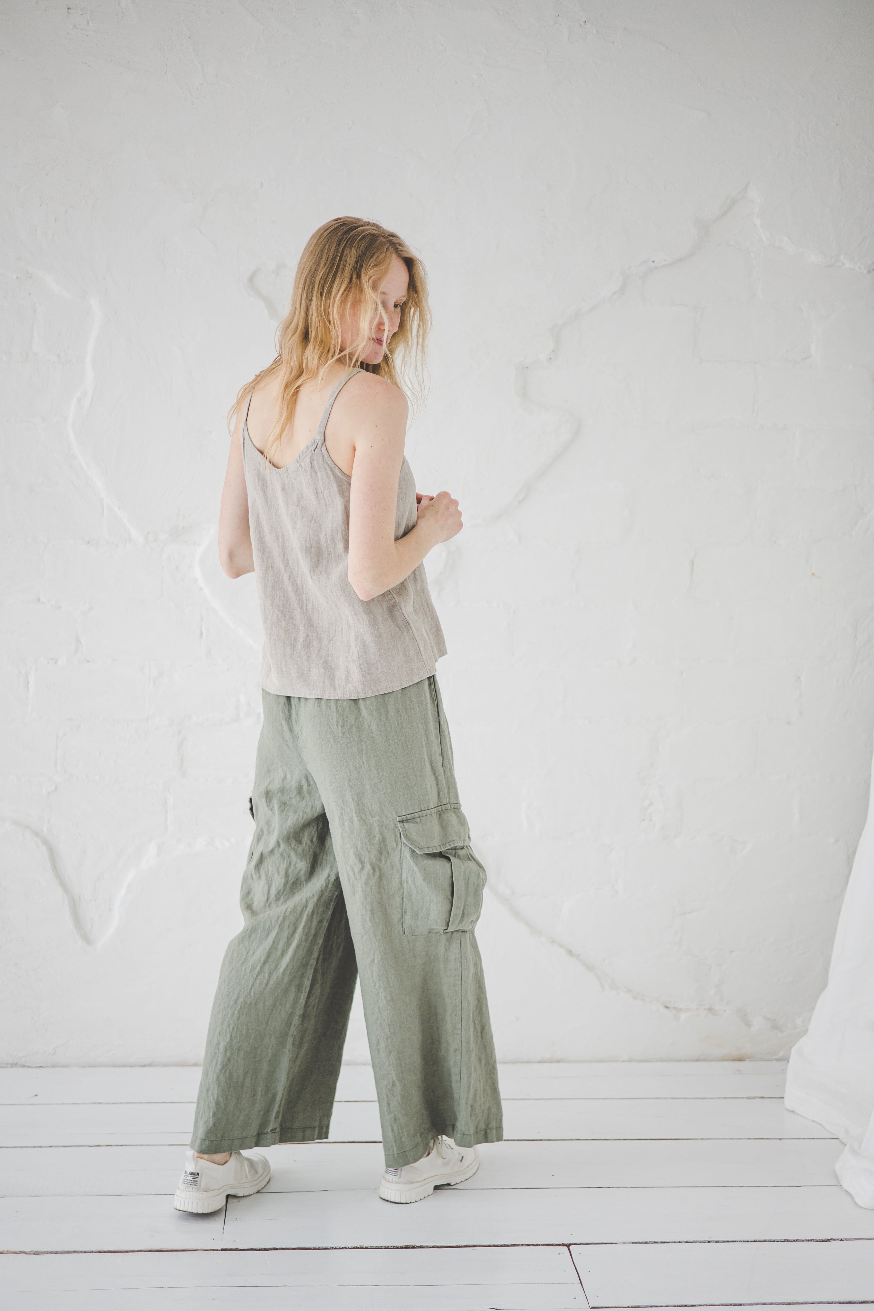 Cargo Loose Linen Pants Old Linen Mill