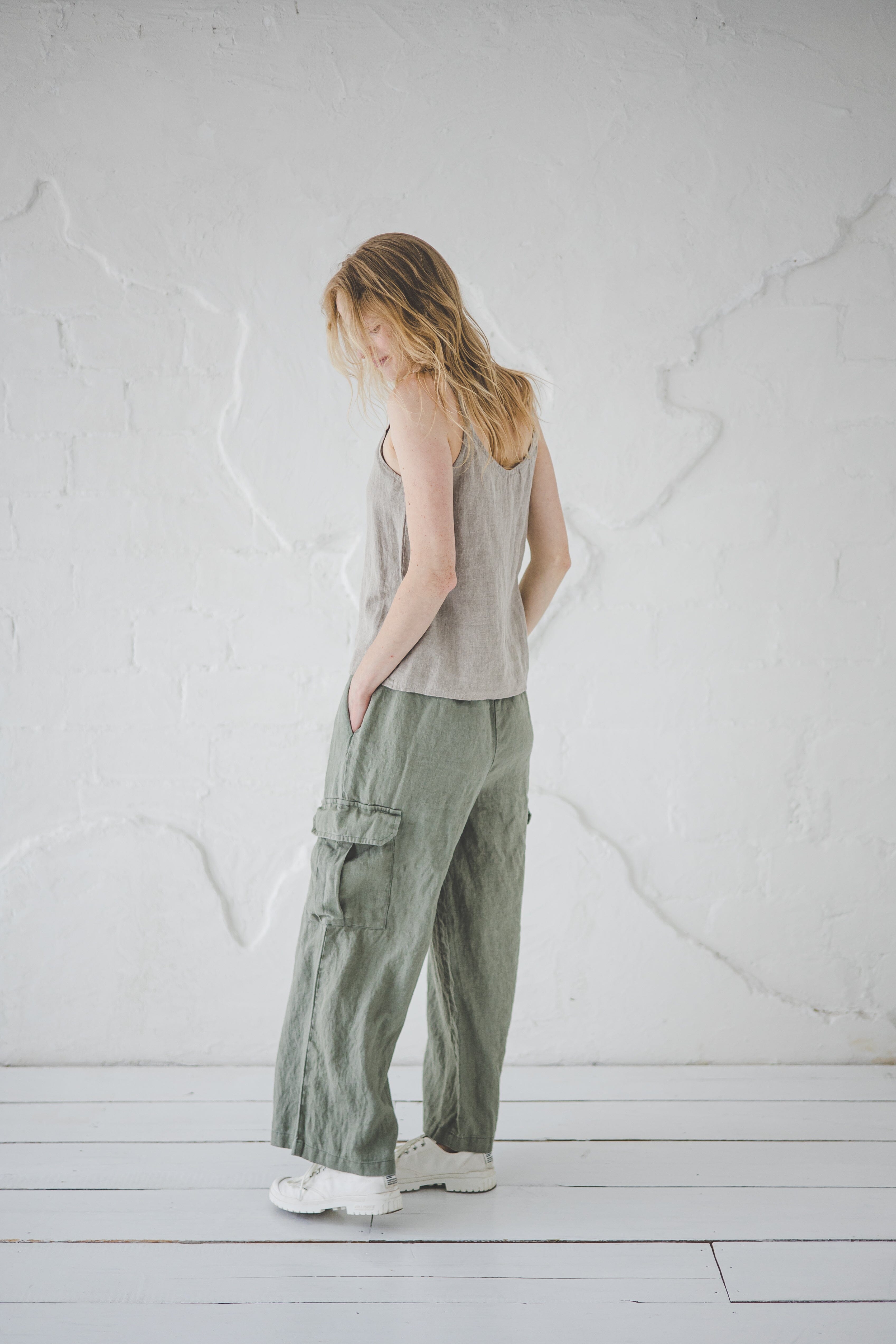 Cargo Loose Linen Pants Old Linen Mill