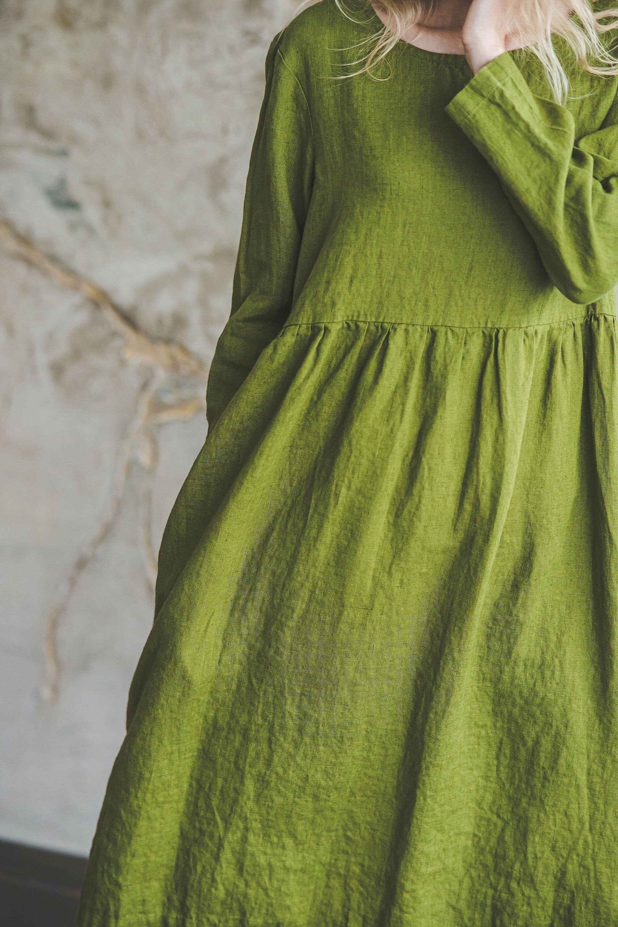 Casual High Waist Loose Women Linen Dress Old Linen Mill