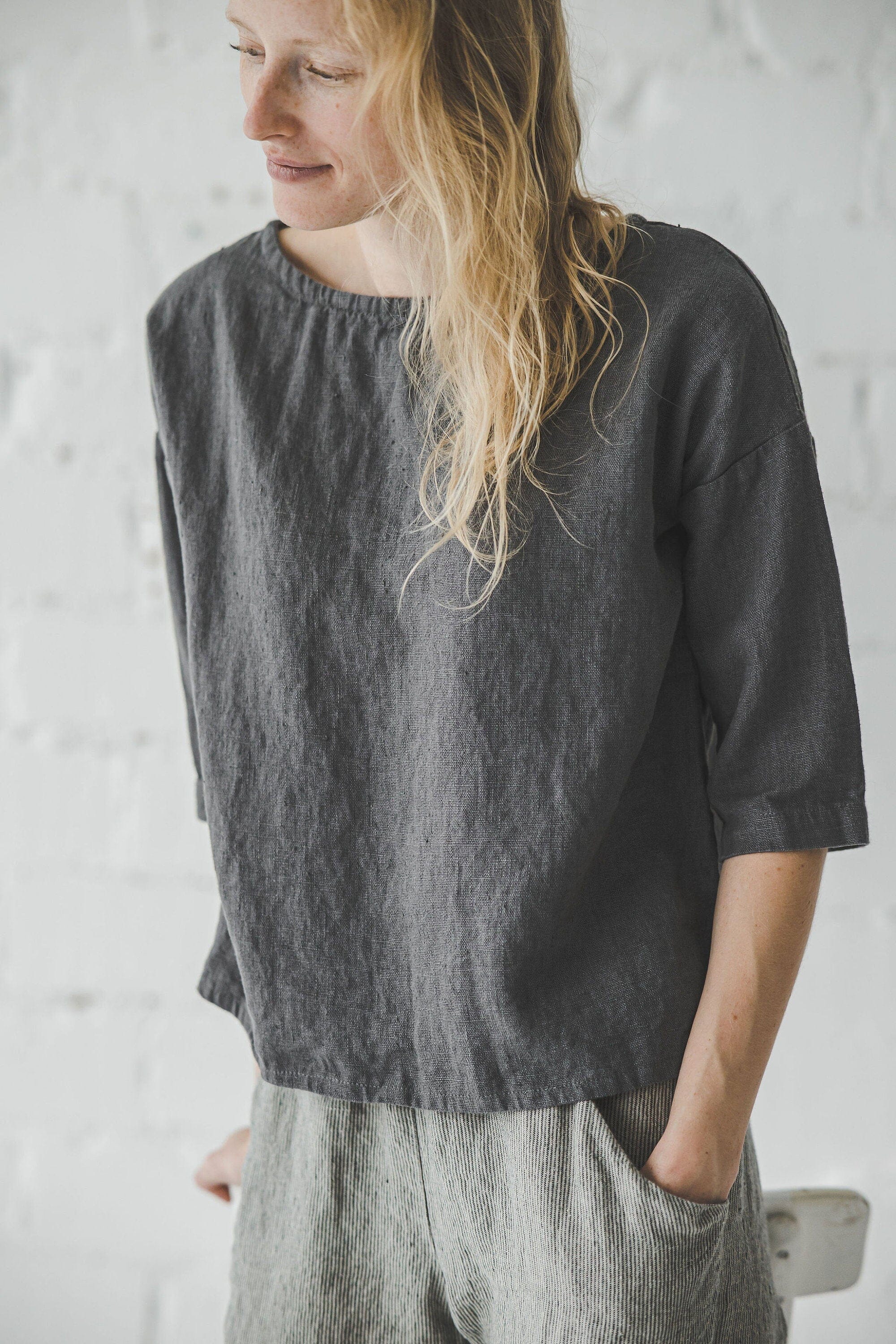 Casual Linen Women Top Old Linen Mill