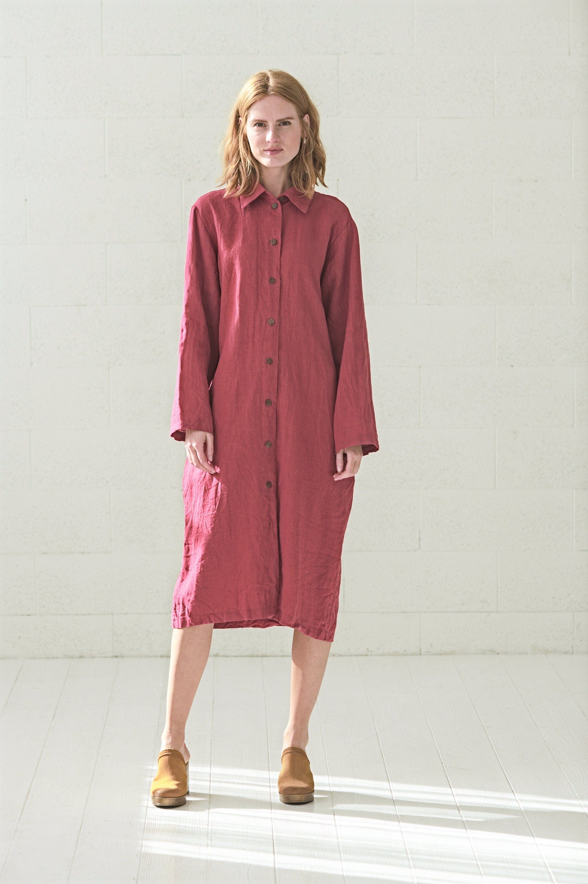 Casual Long Linen Shirt Dress Old Linen Mill