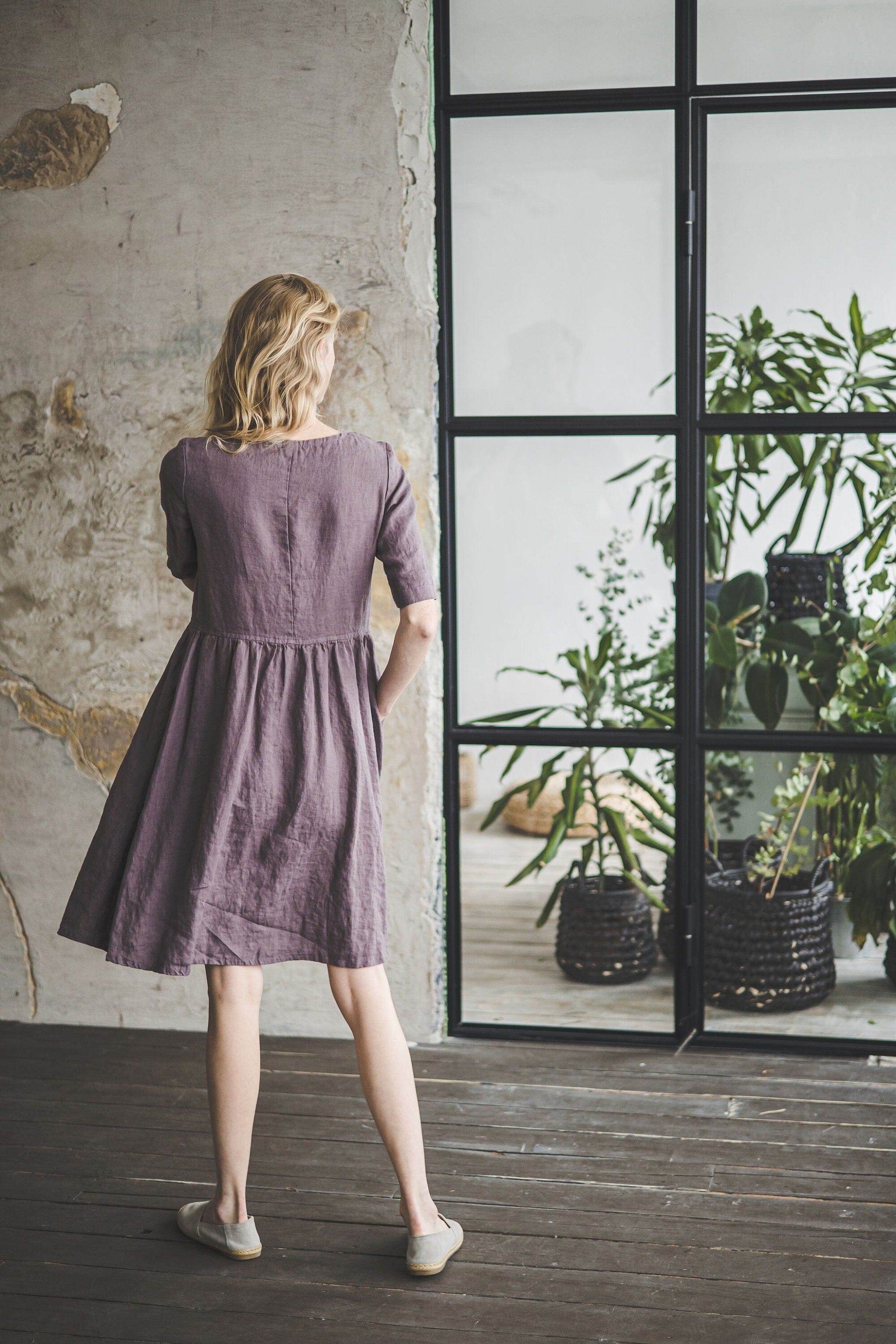 Classic Linen Women Dress Old Linen Mill