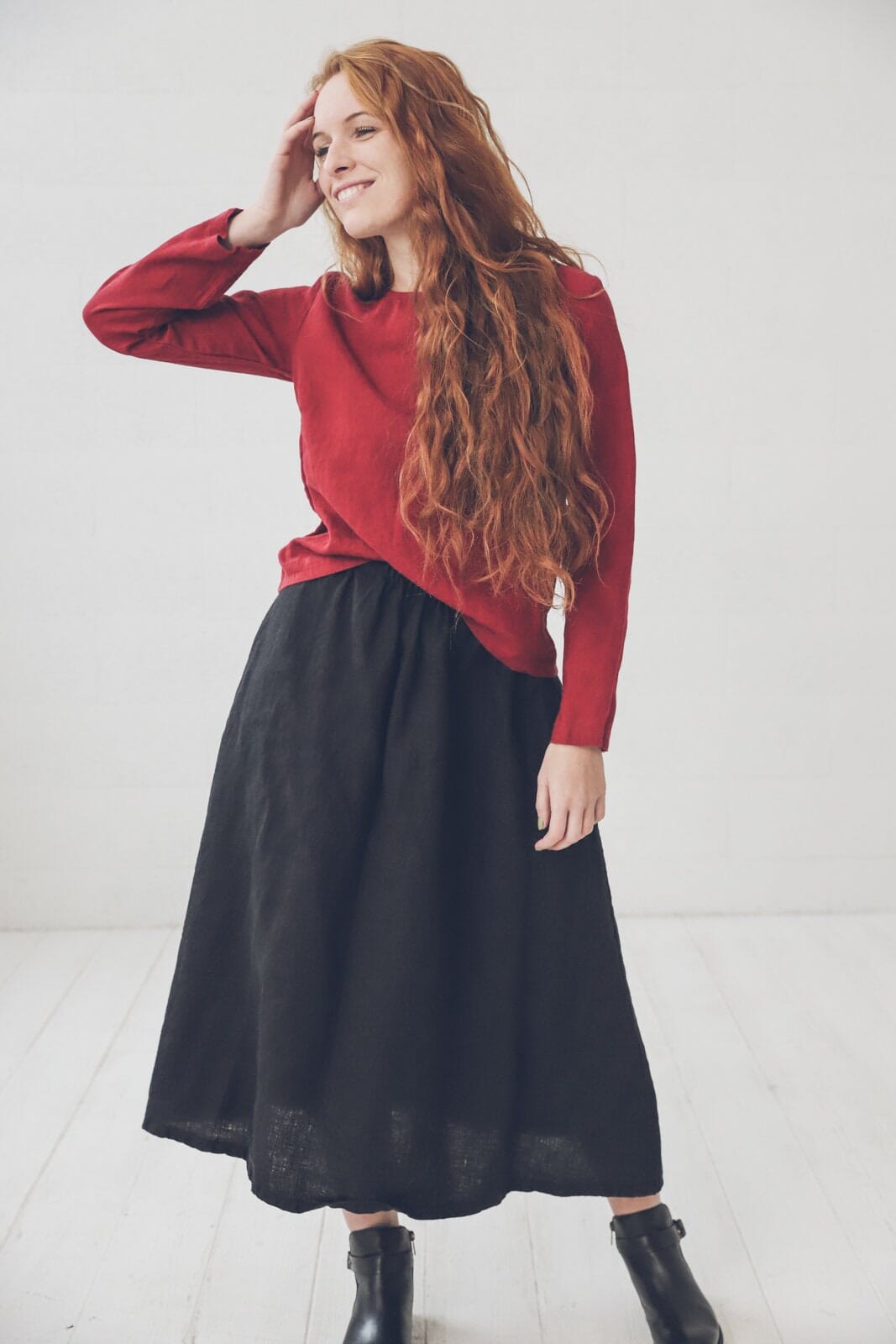 Classic Long Linen Boho Skirt Old Linen Mill