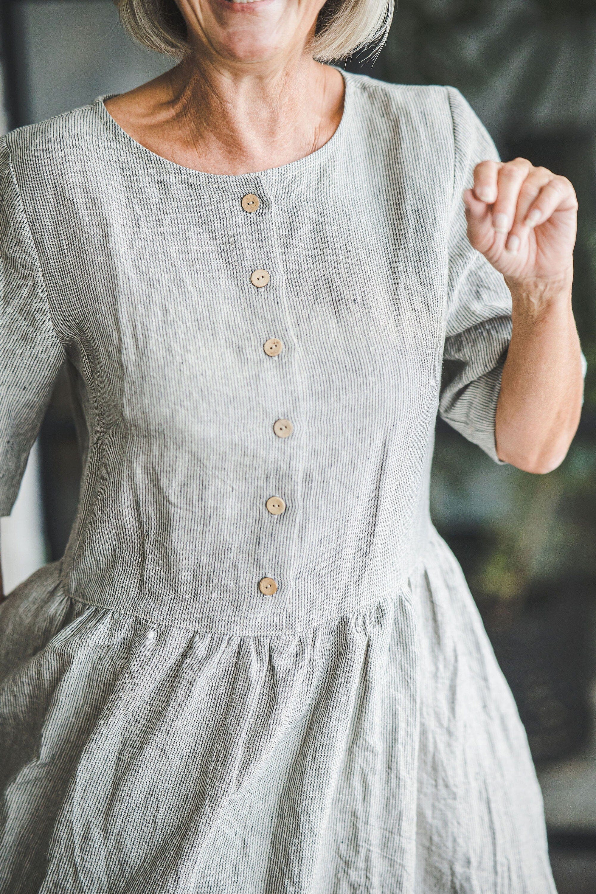 Classic Midi Linen Dress Old Linen Mill