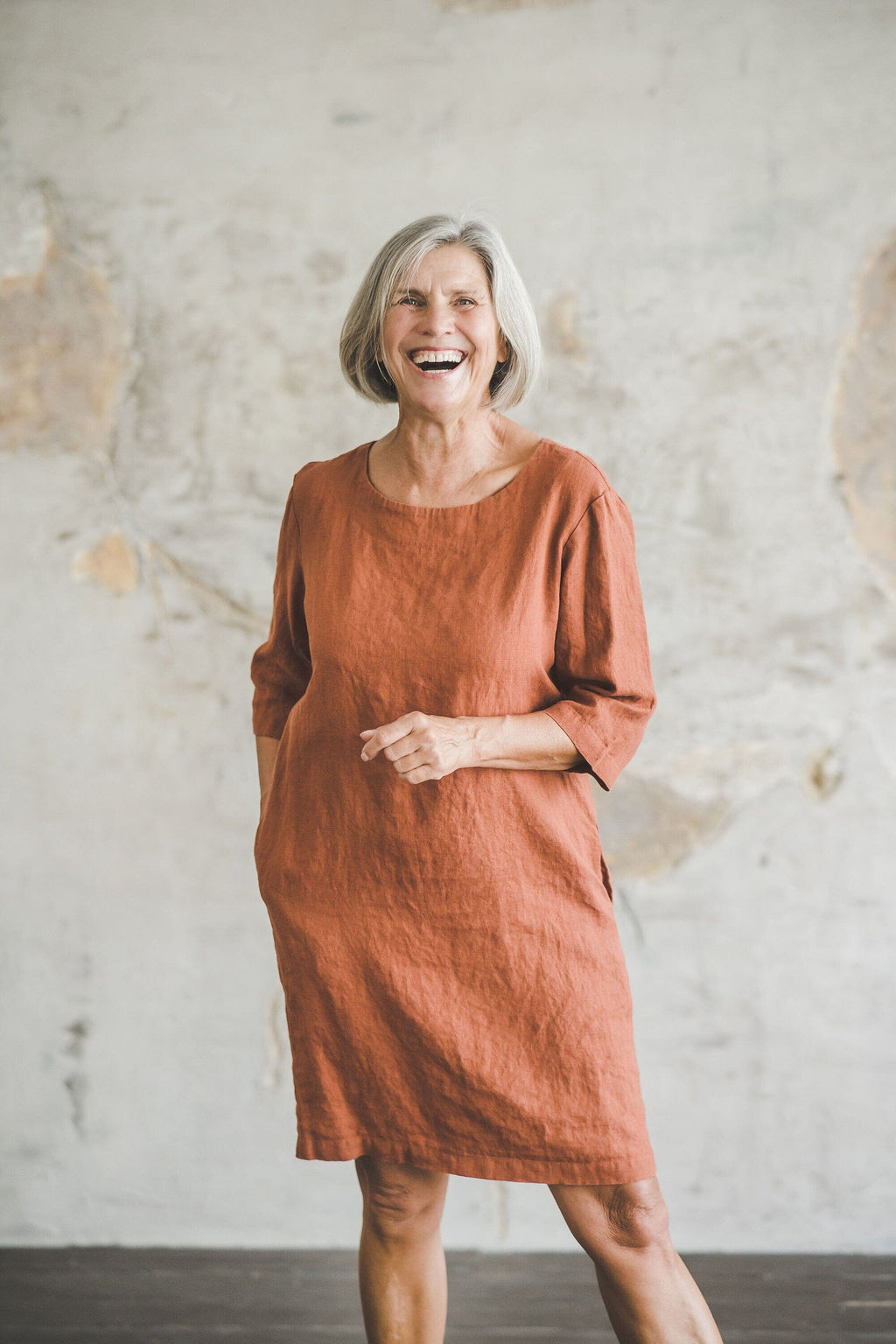 Classic Minimal Linen Tunic Dress with Pockets – Old Linen Mill