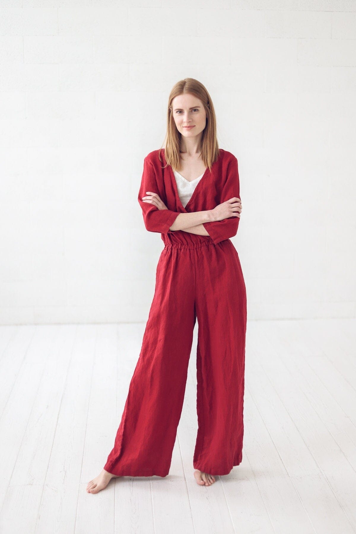 Evening Long Linen Jumpsuit Old Linen Mill