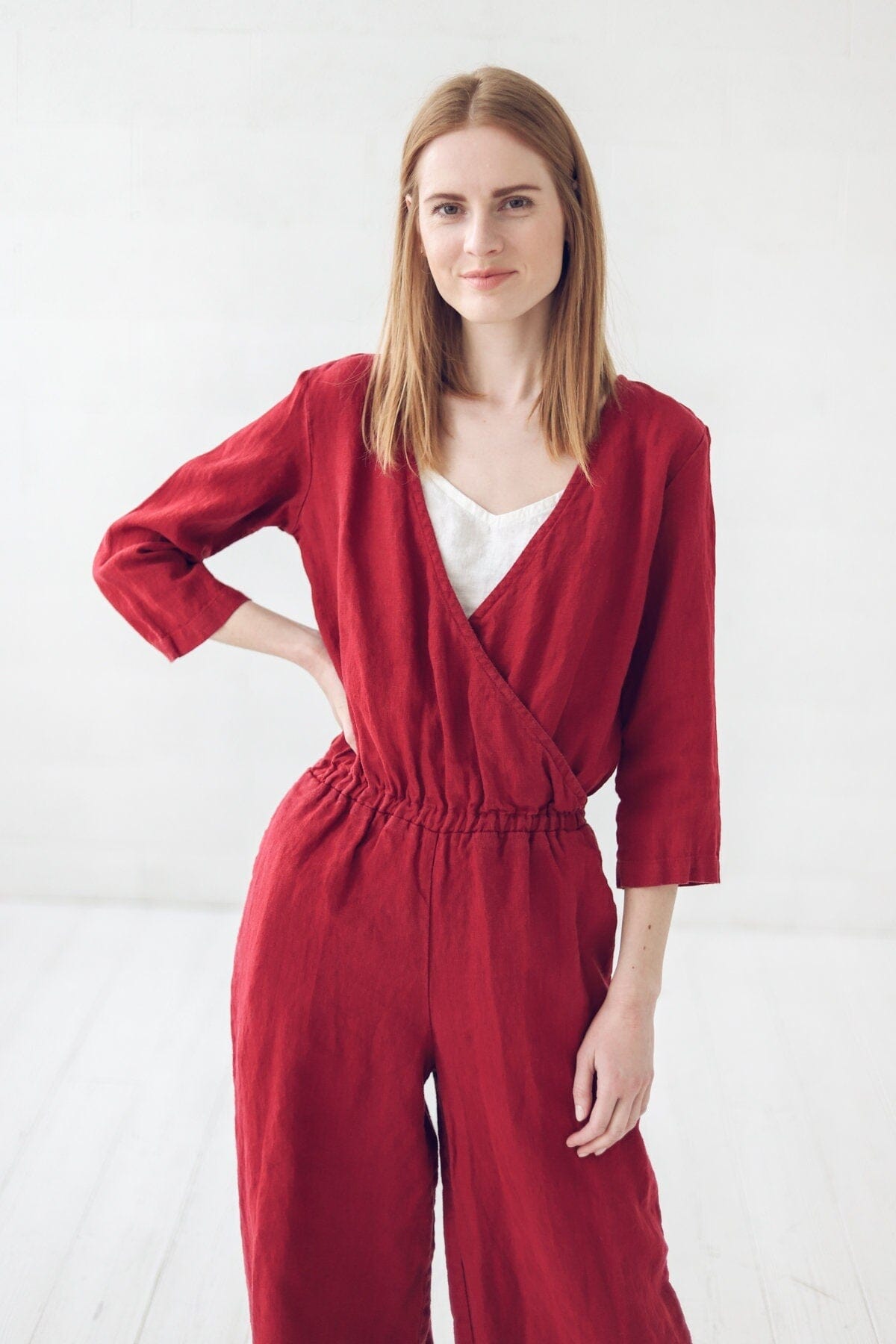 Evening Long Linen Jumpsuit Old Linen Mill