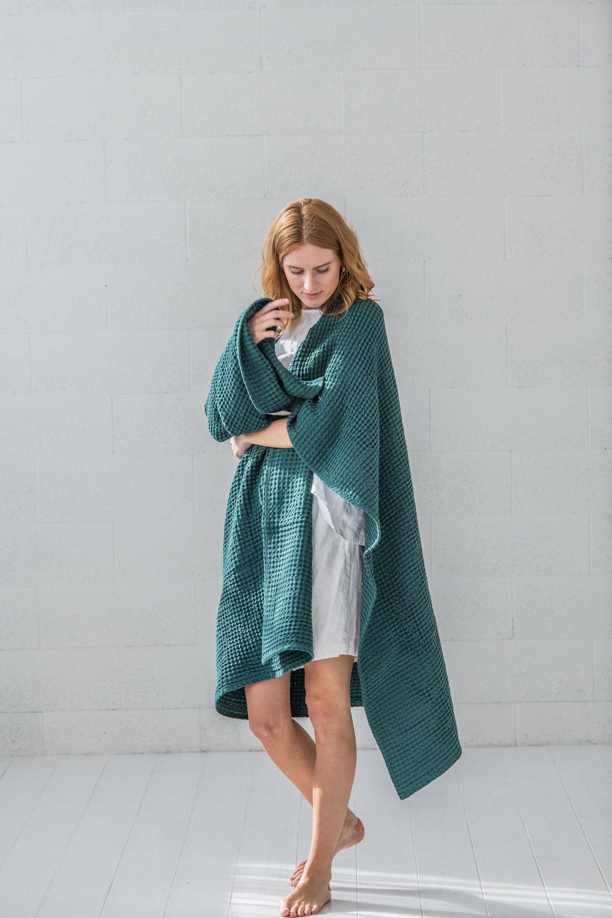 Handmade Cozy Waffle Throw Blanket Gift Idea Old Linen Mill