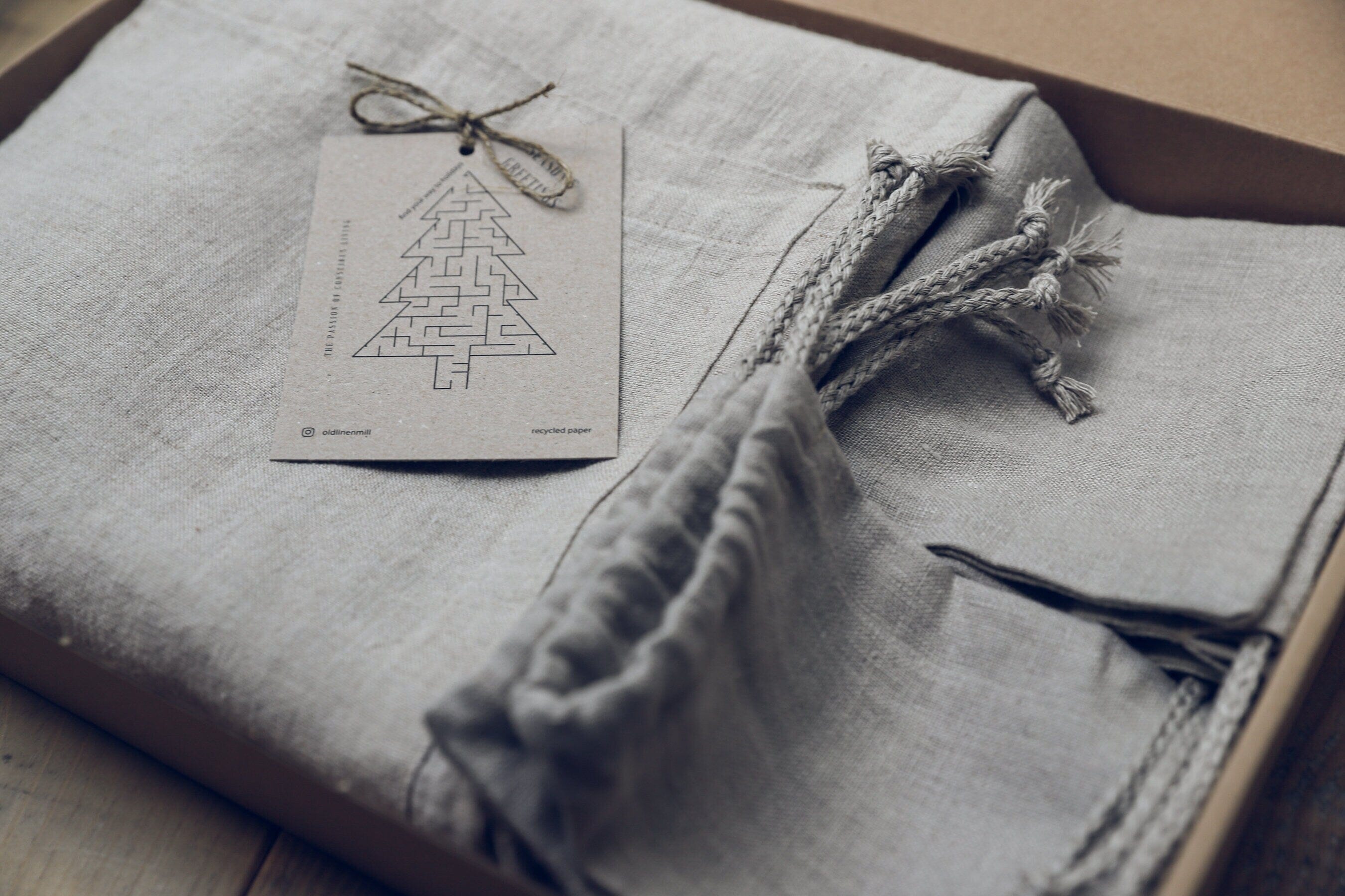 Handmade Linen Apron and Bags Gardening Set Old Linen Mill Ivory XS/S