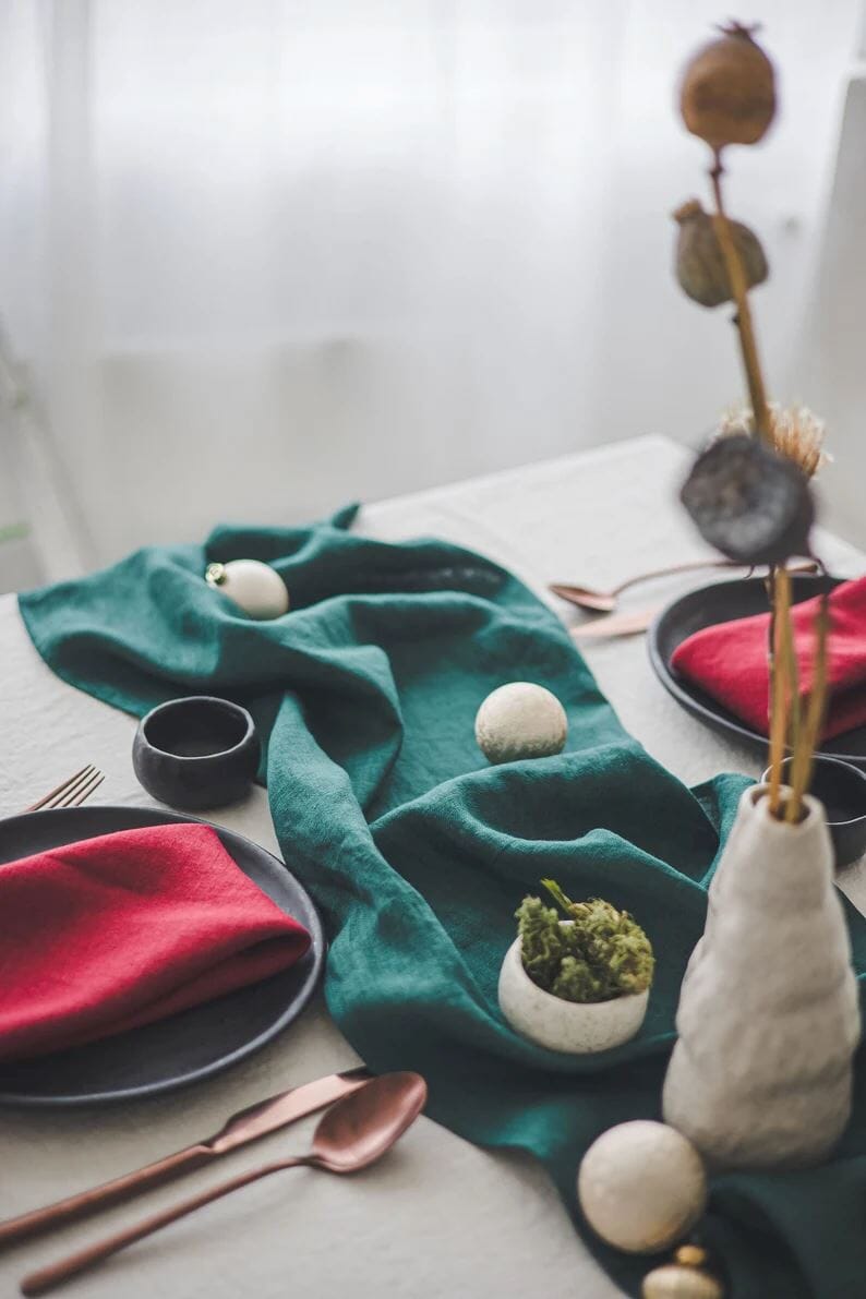 Handmade Linen Table Runner Gift Decor Old Linen Mill