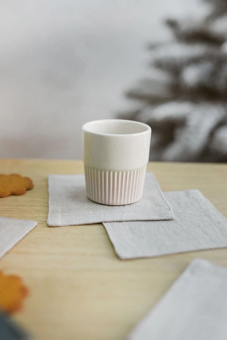 Handmade Table Linen Mug Coasters Old Linen Mill