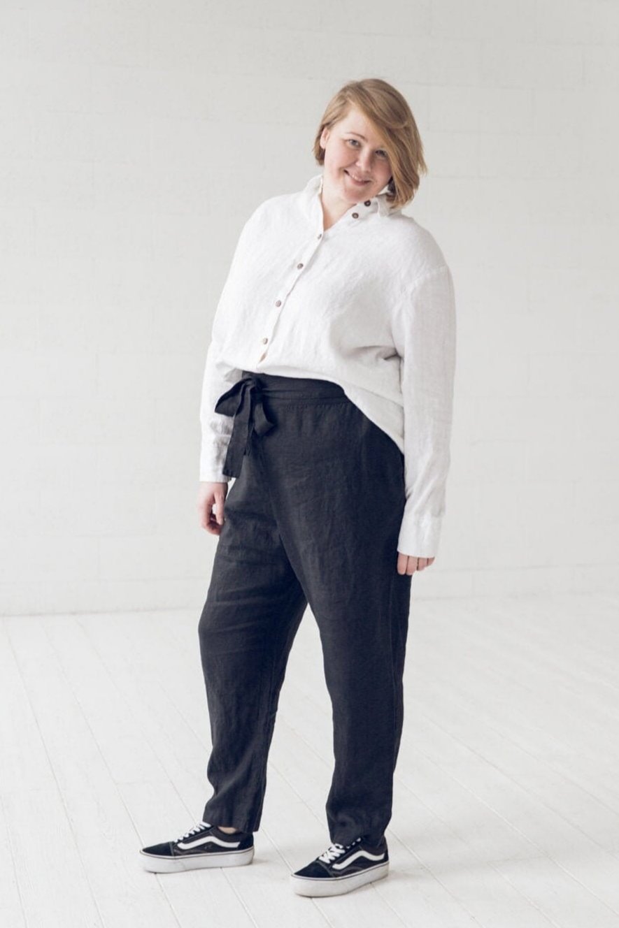 High Waisted Linen Pants Old Linen Mill