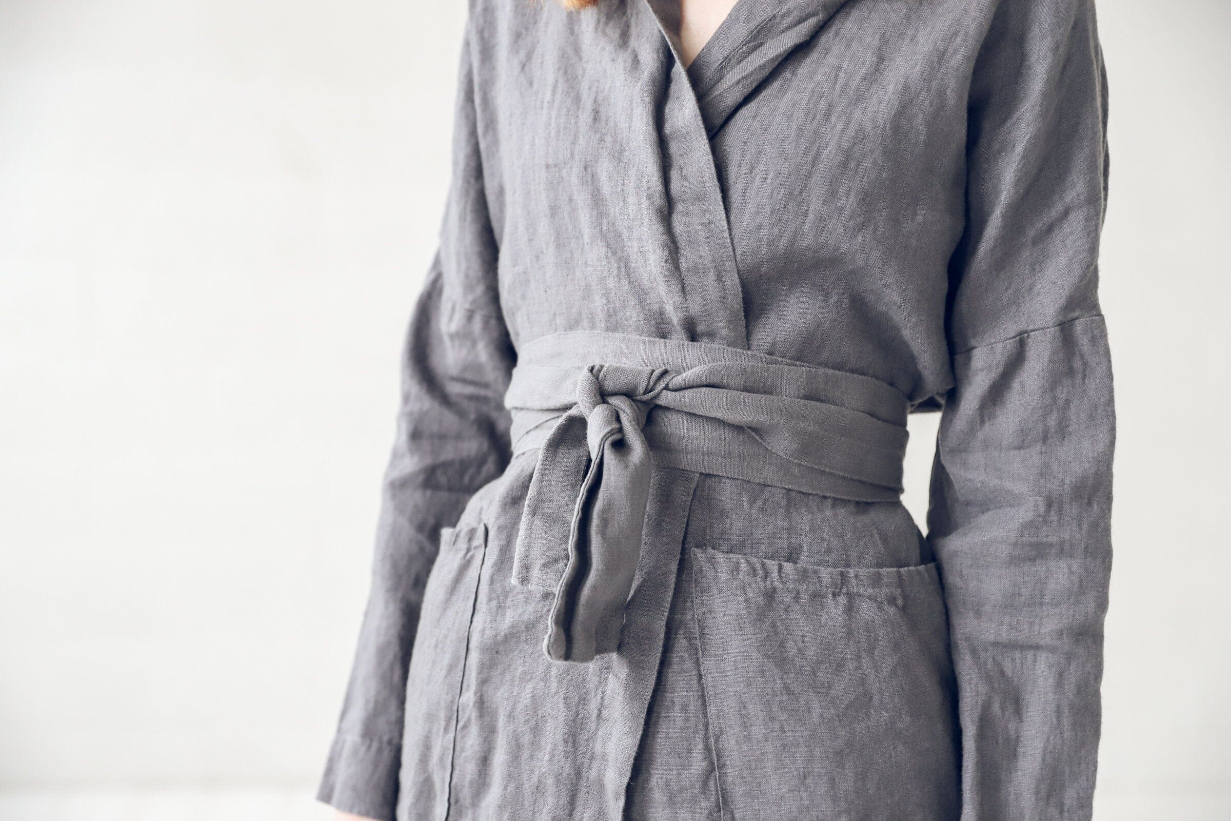 Linen Boho Jacket with Belt Old Linen Mill