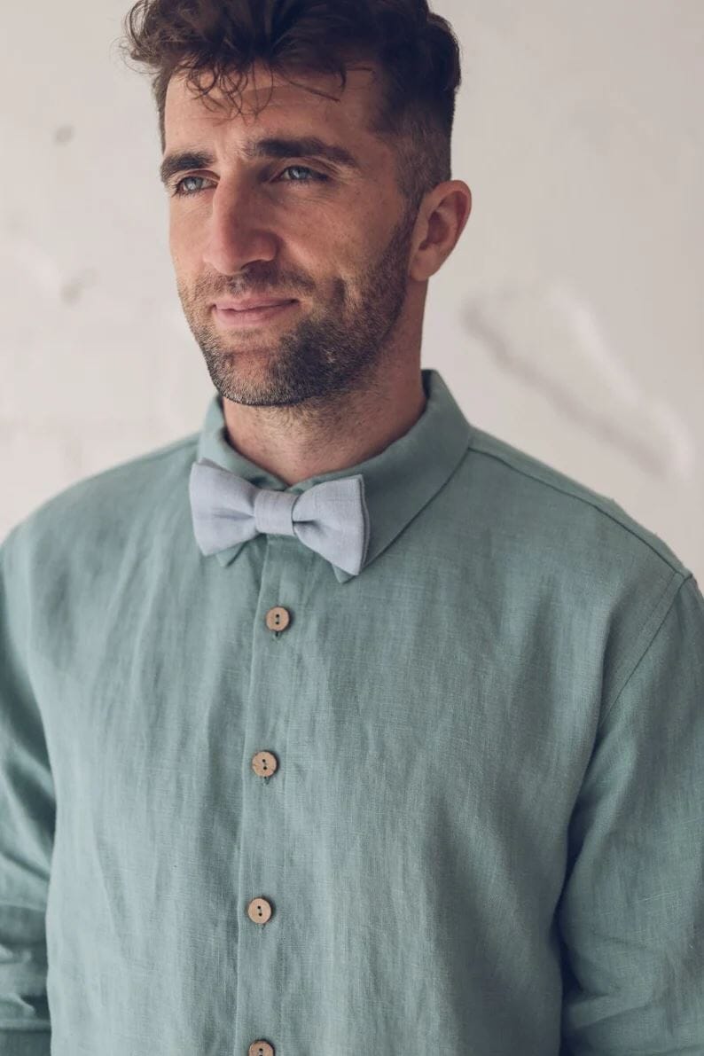 Linen Bow Tie for Men Old Linen Mill Dark Forest