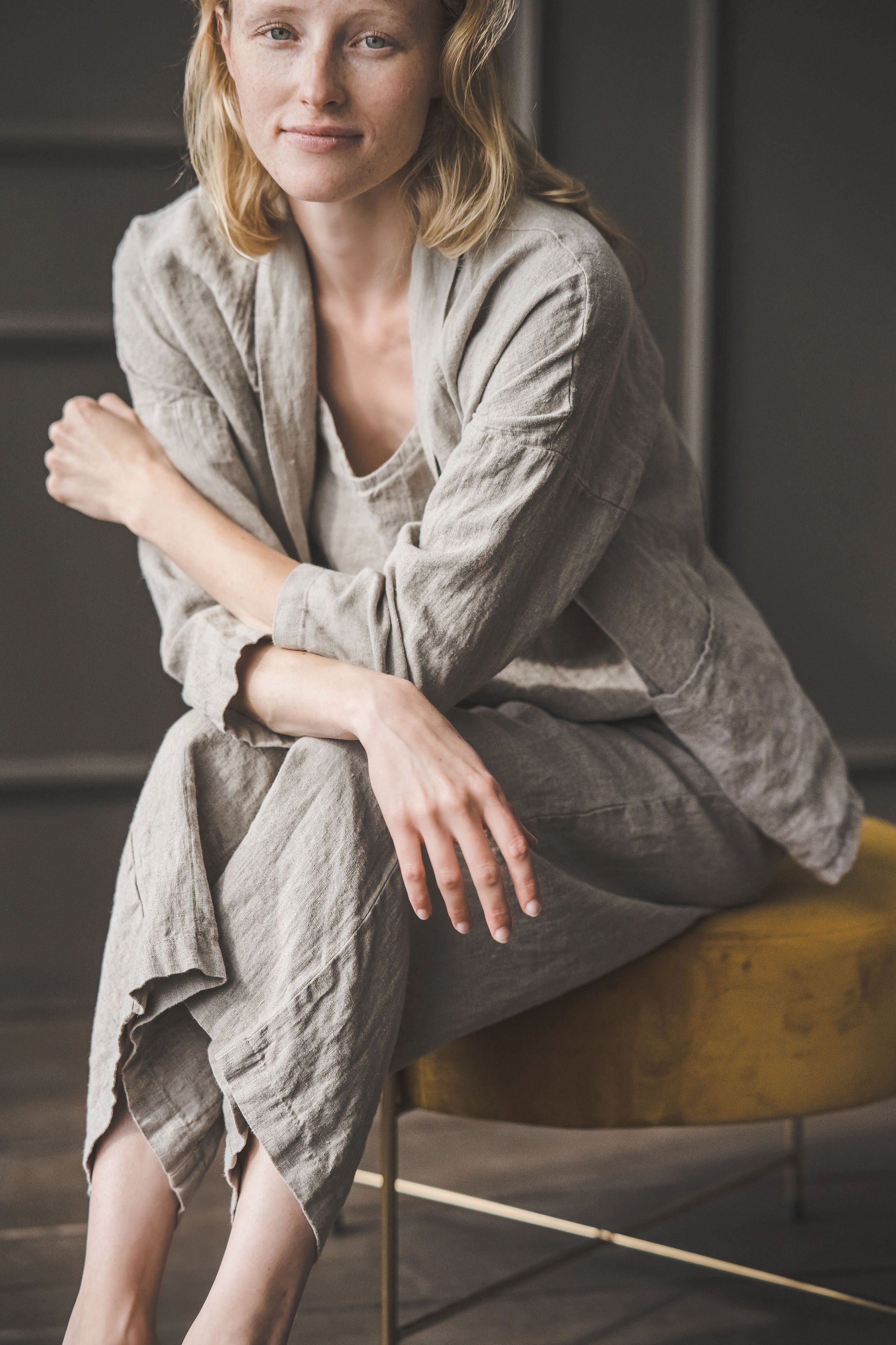 Linen Cardigan for Women C06-1 Old Linen Mill