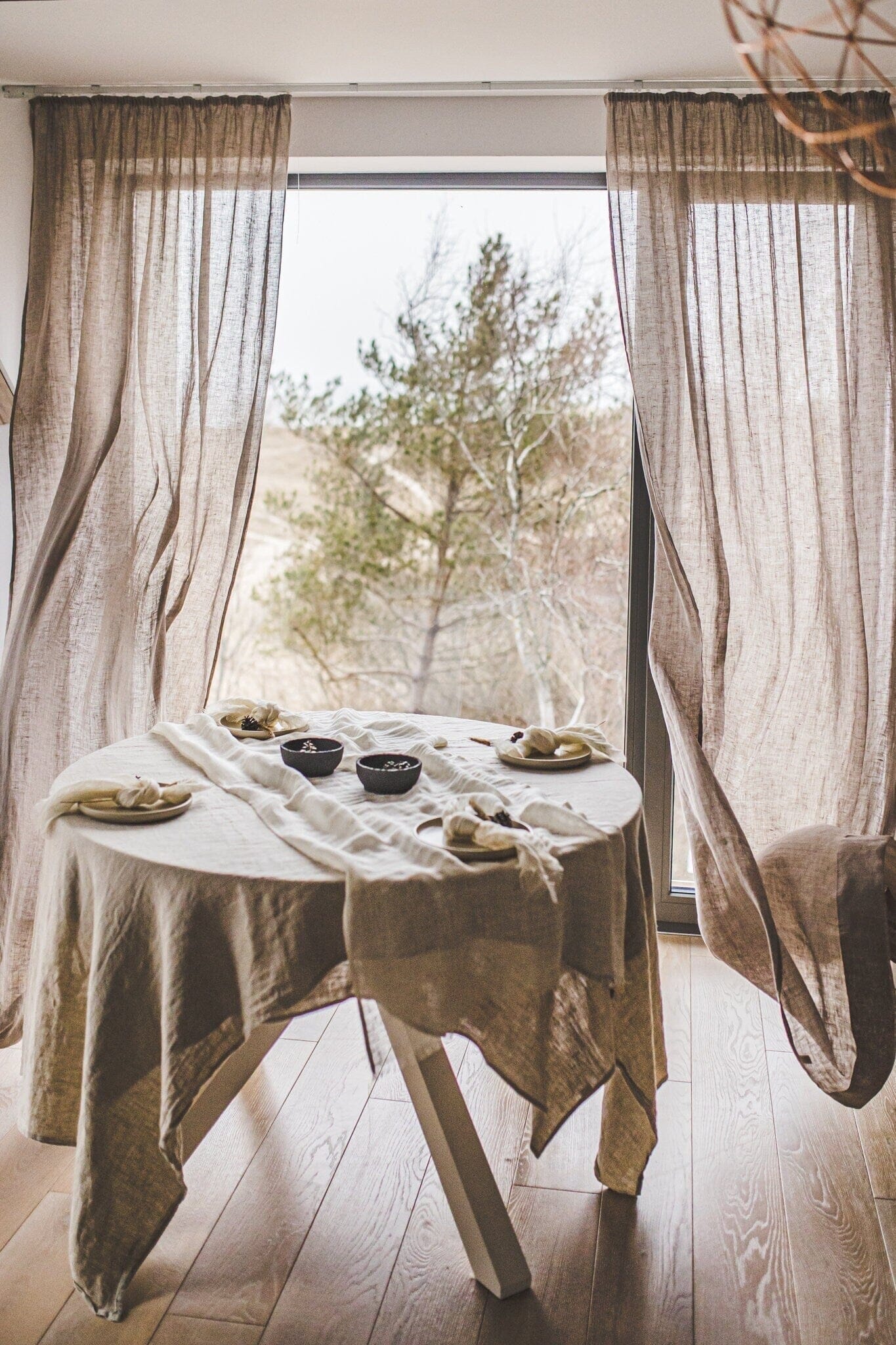 Linen Day See-Through Curtains Old Linen Mill Semi White 130 x 220 cm; 51" x 87"
