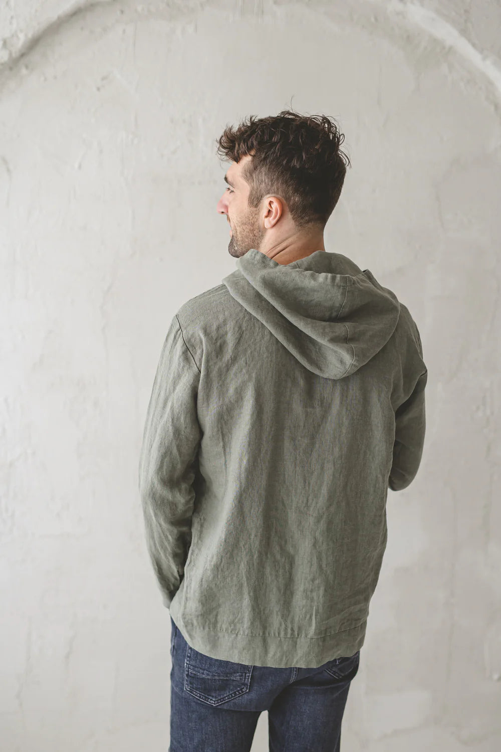 Linen Hoodie for Men Old Linen Mill
