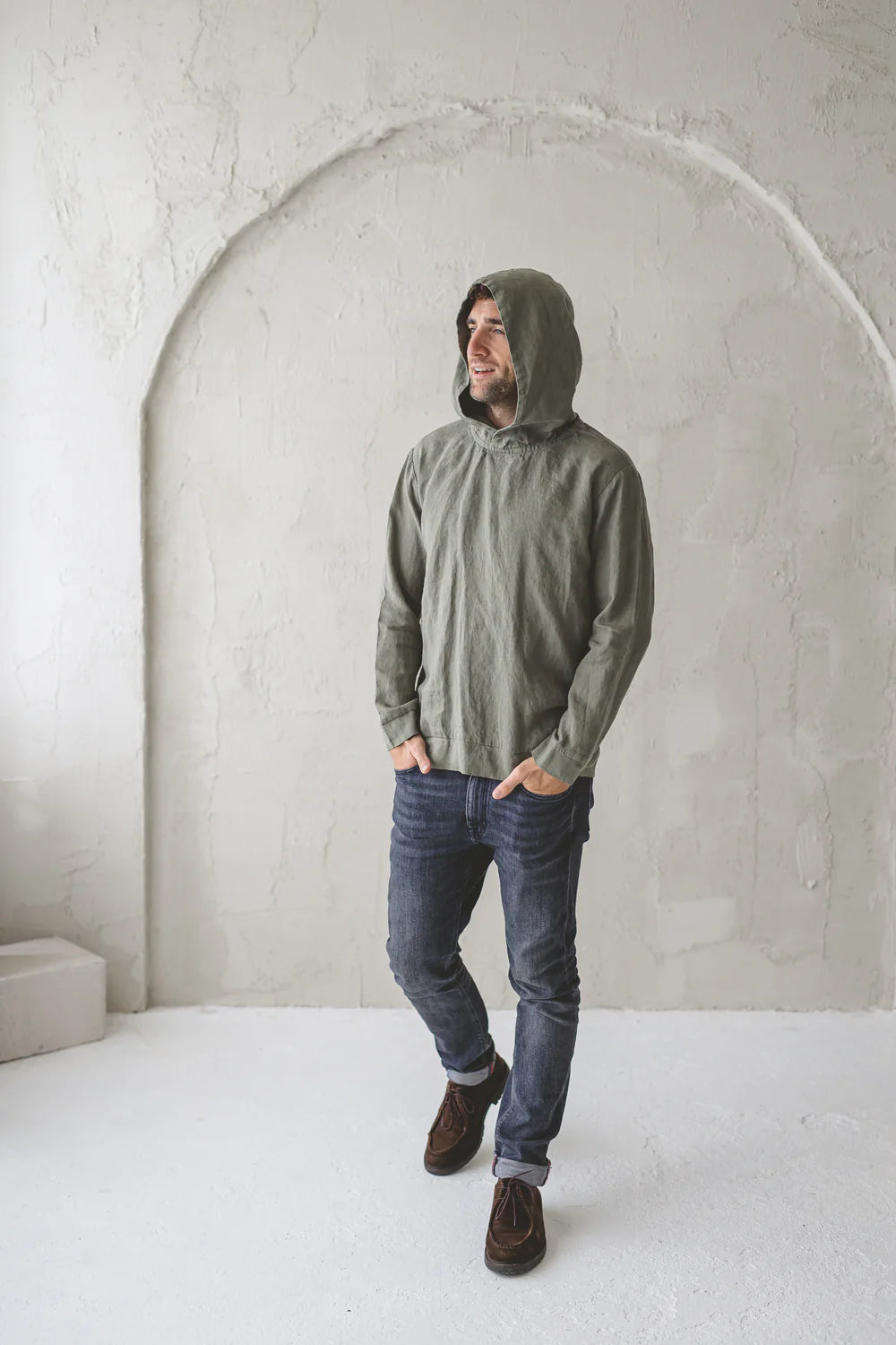 Linen Hoodie for Men Old Linen Mill