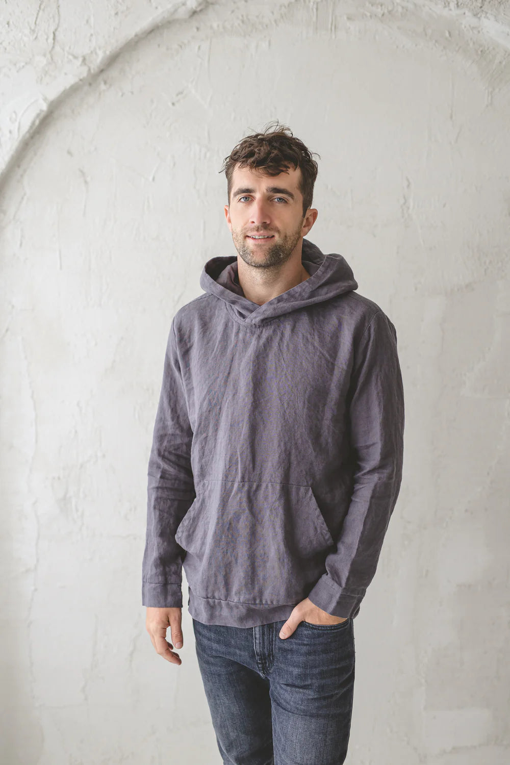Linen Hoodie with Front Pocket Old Linen Mill