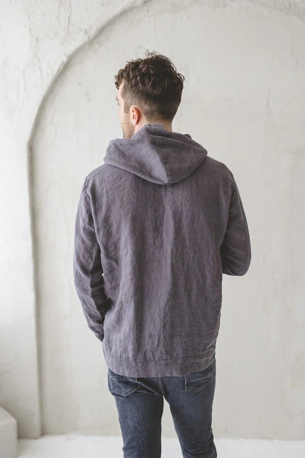 Linen Hoodie with Front Pocket Old Linen Mill