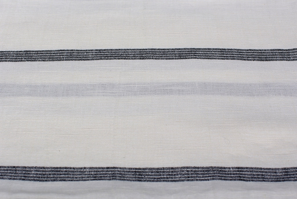 Linen Huckaback Beach Towel White Gray Striped, Linen Beach Towel Beach Towel Old Linen Mill