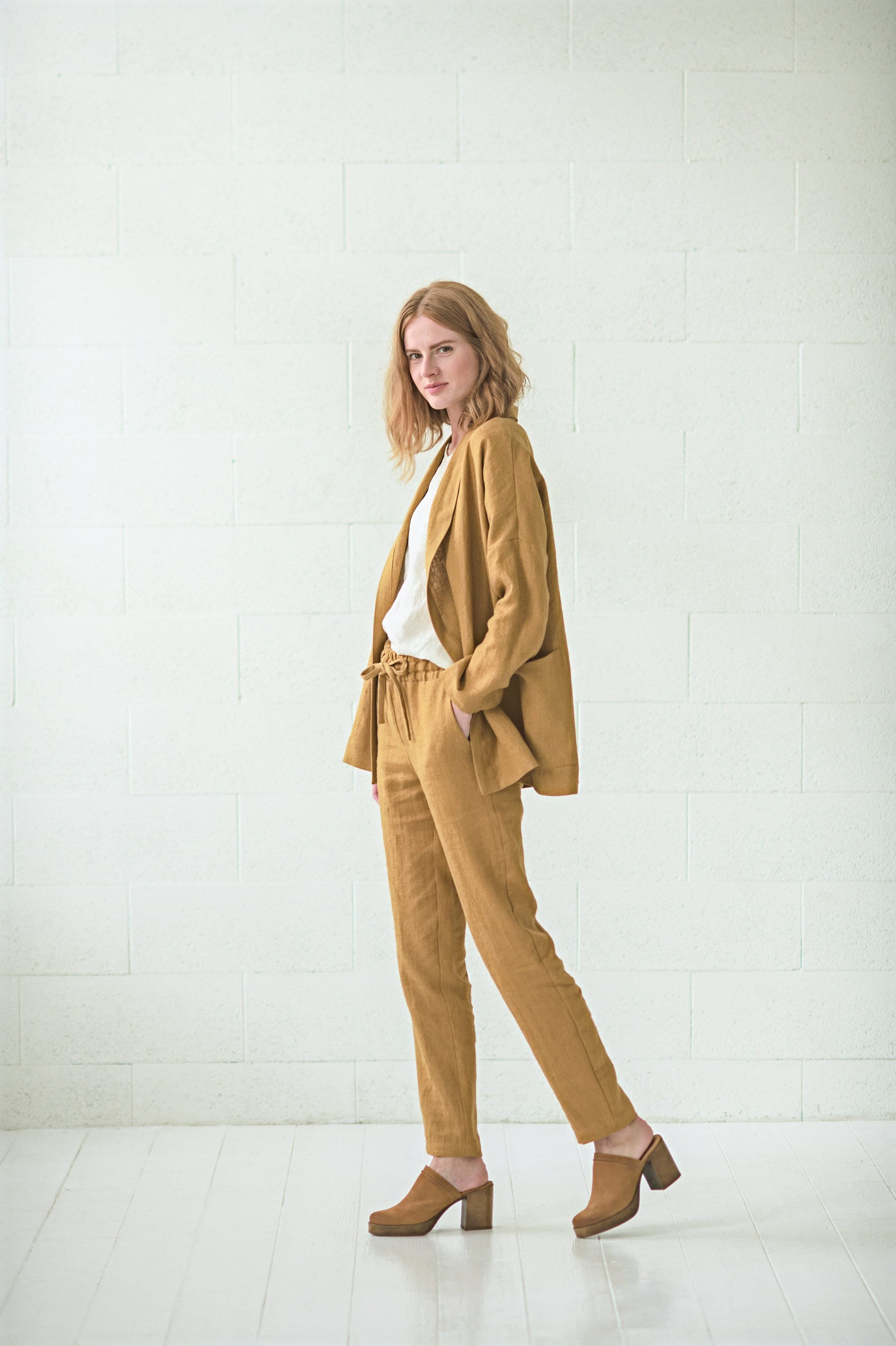 Linen Jacket with Pockets Old Linen Mill Heavy Black XS/S