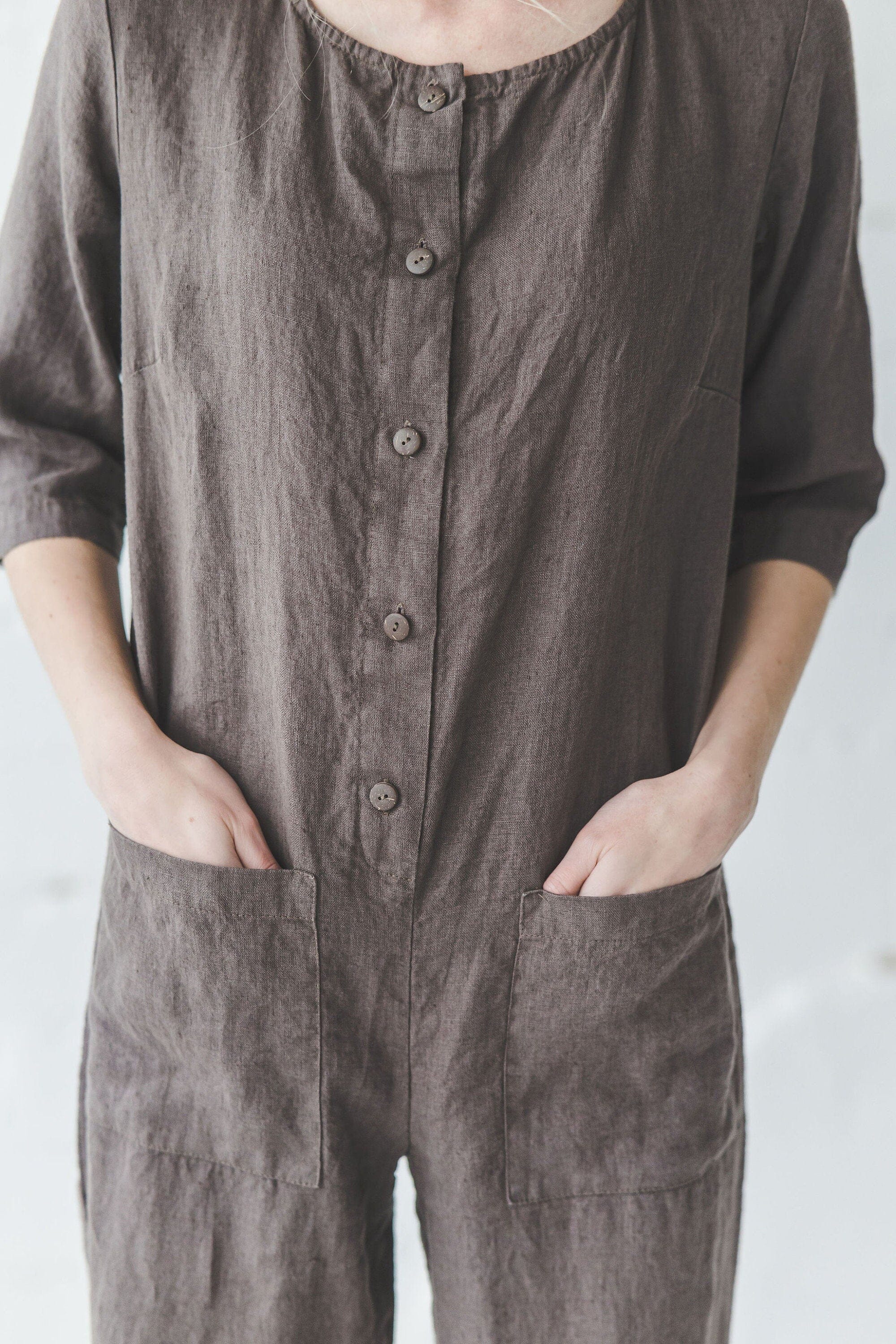 Linen Jumpsuit Maxi Length Old Linen Mill