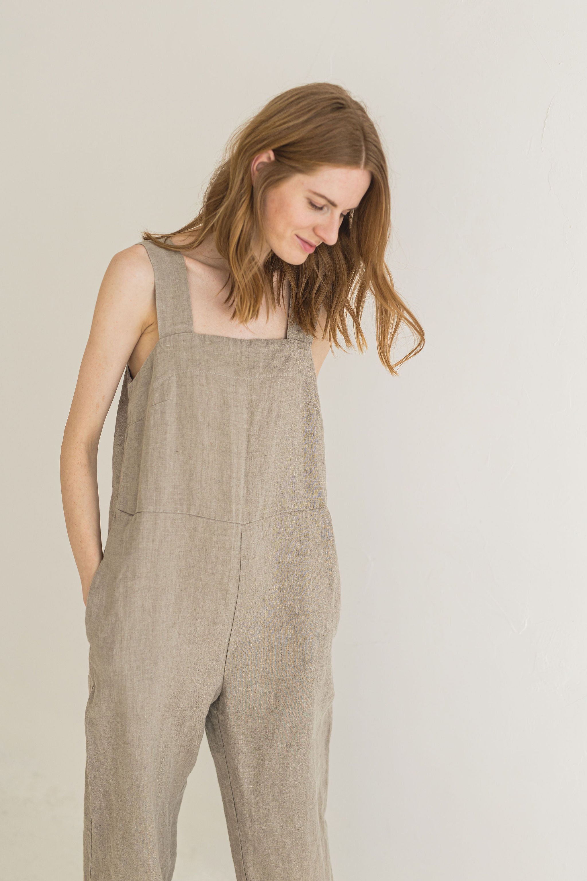 Linen Jumpsuit with belt J11 Old Linen Mill
