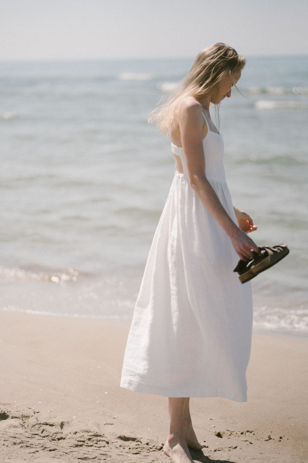 Linen Midi Summer Open Back Dress side picture