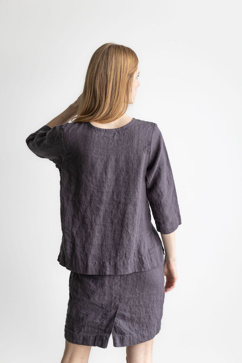Linen mini  skirt with back split Linen mini skirt Epic linen