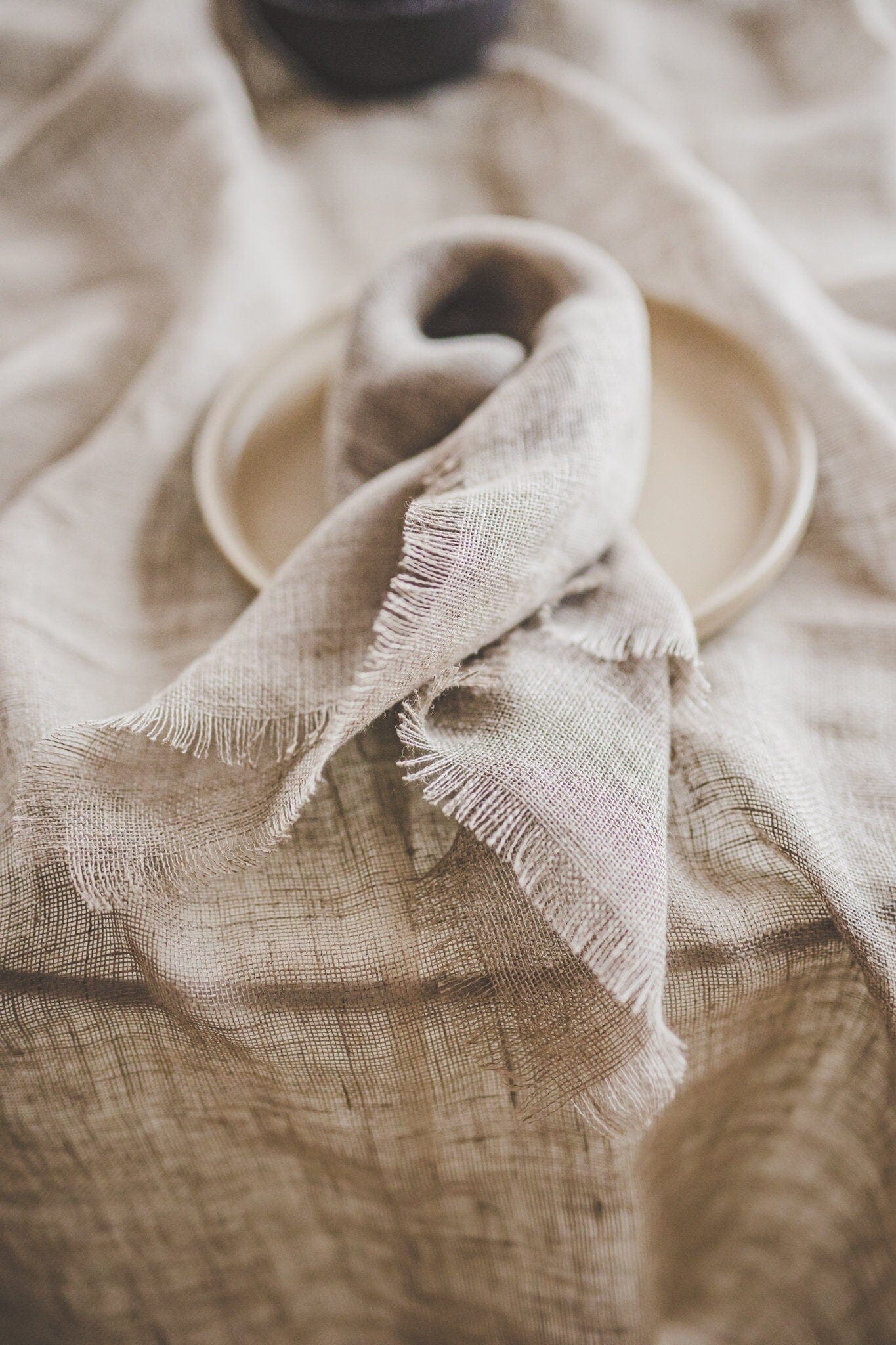 Linen Napkins Set with Fringes Old Linen Mill