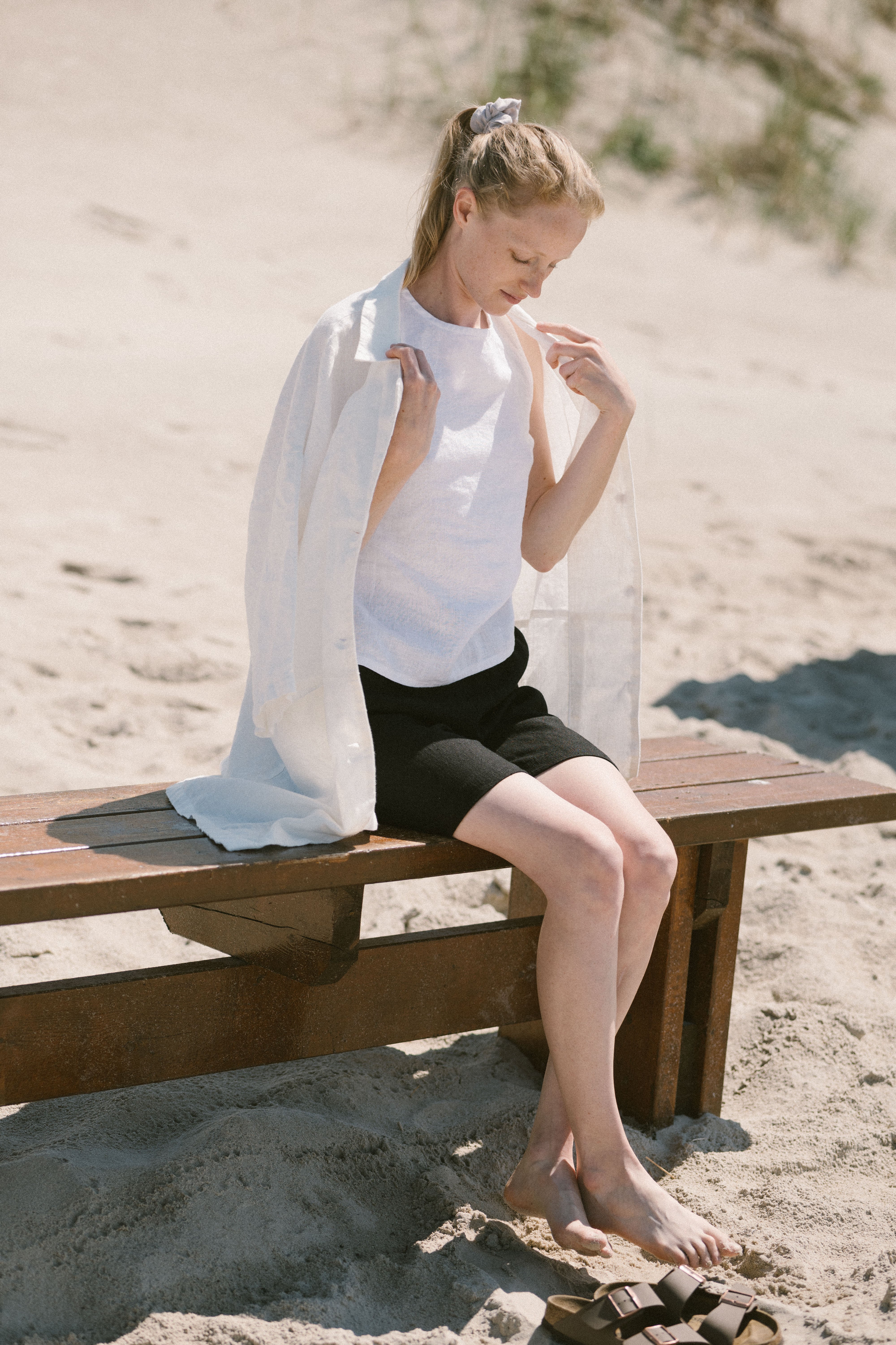 Linen Oversized Jacket with Side Pockets C01 Old Linen Mill