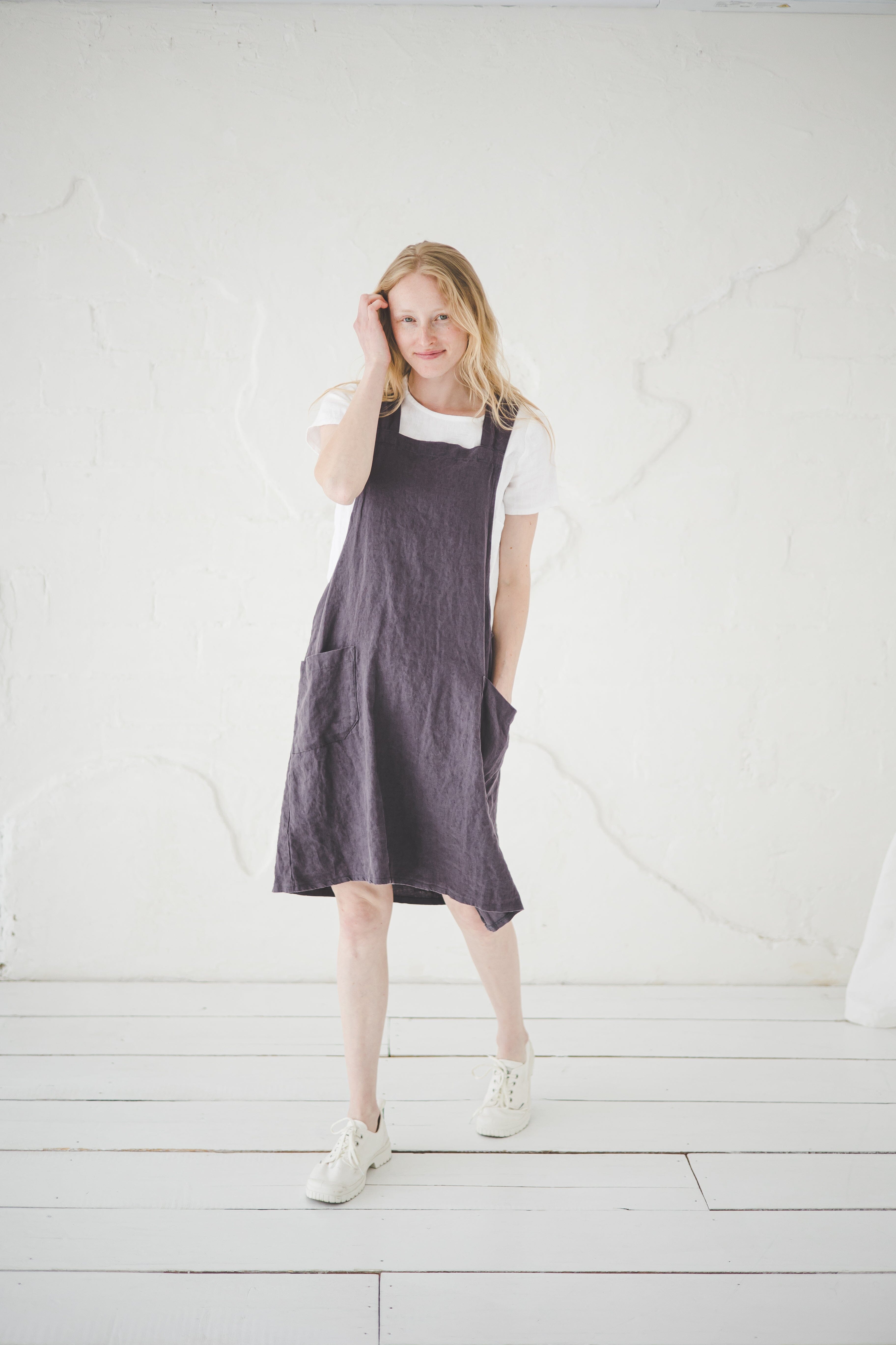 Linen Pinafore Dress D54 Old Linen Mill