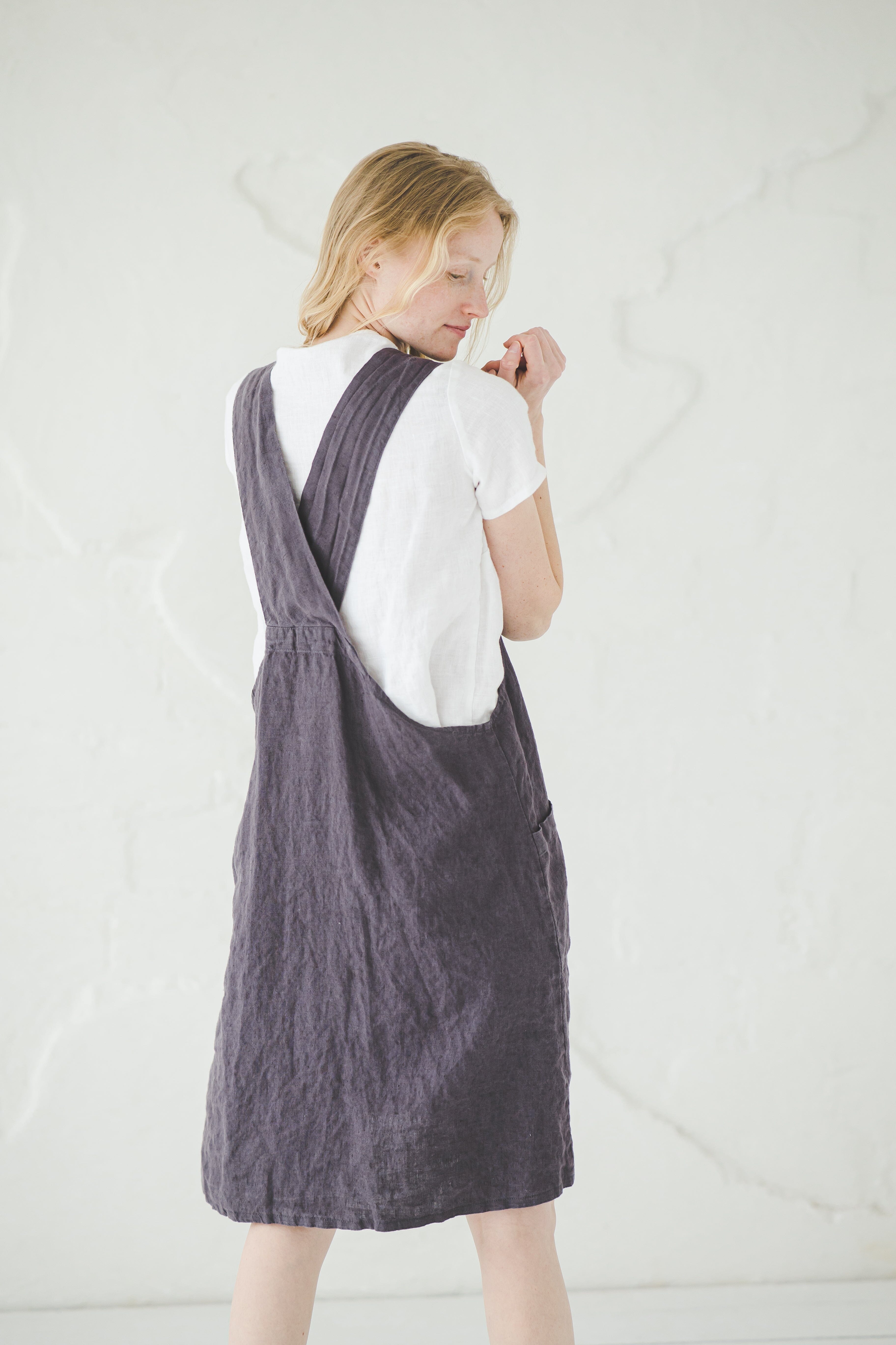 Linen Pinafore Dress D54 Old Linen Mill