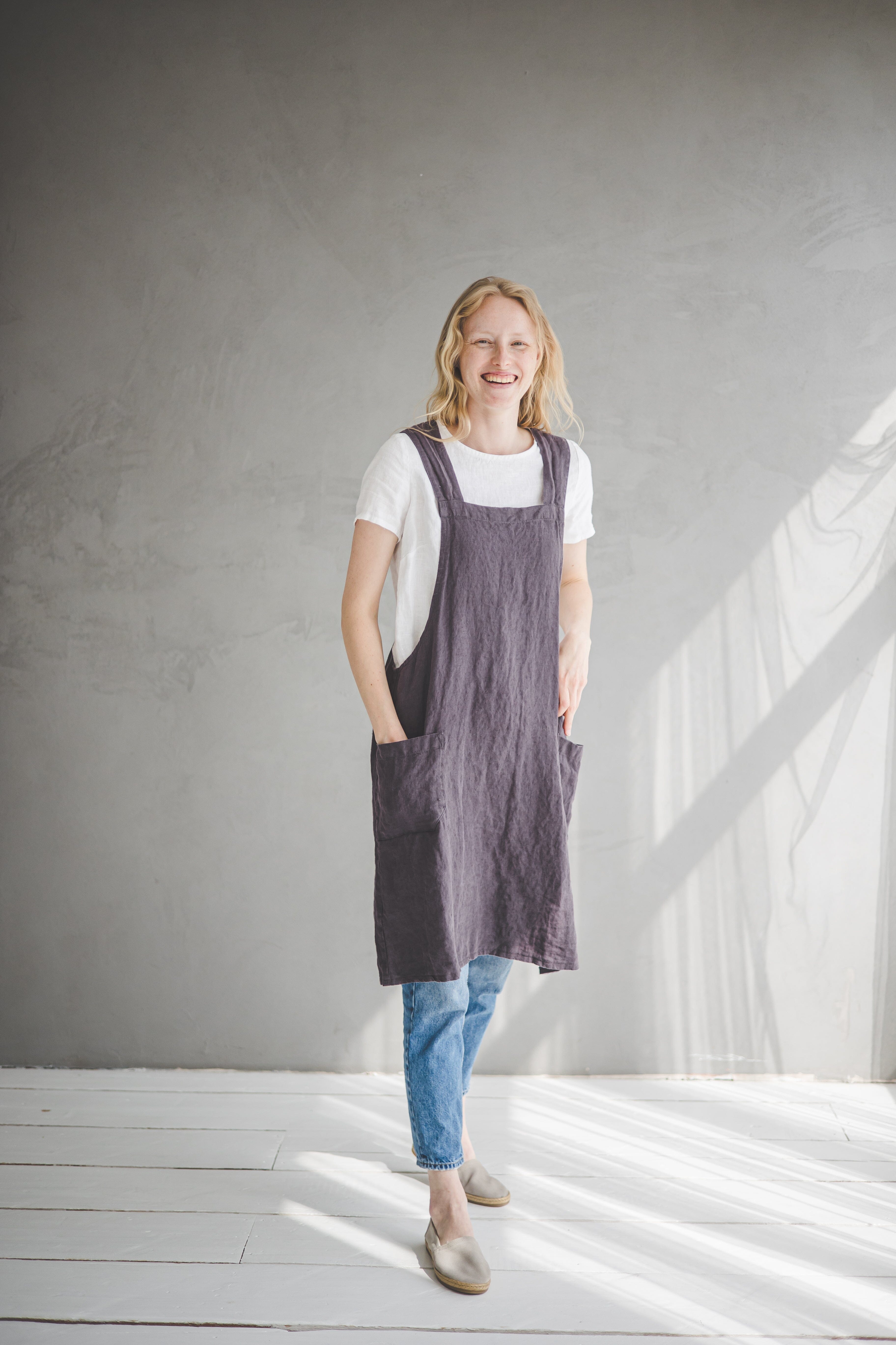 Linen Pinafore Dress D54 Old Linen Mill