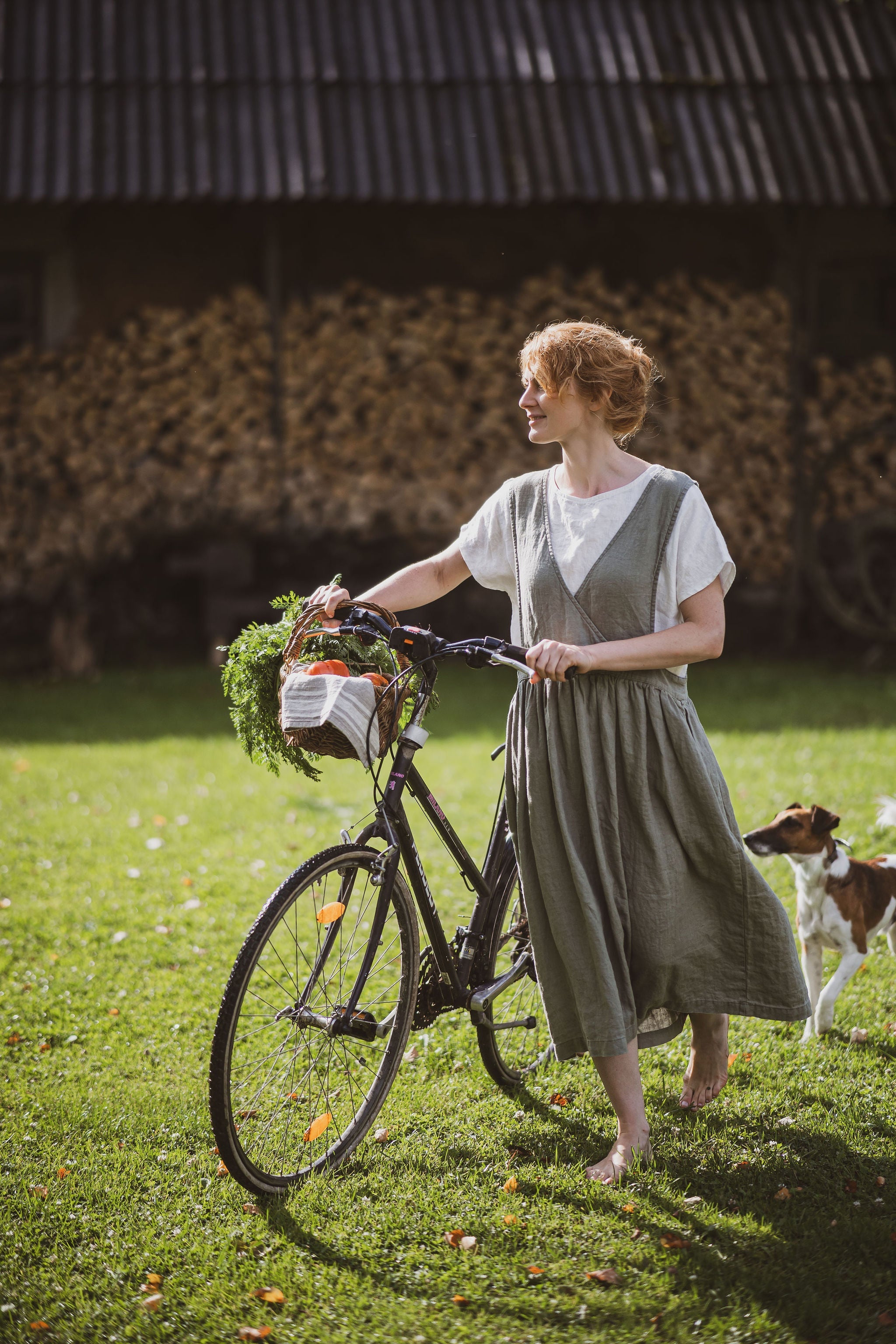 Linen Pinafore Dress D56 Old Linen Mill