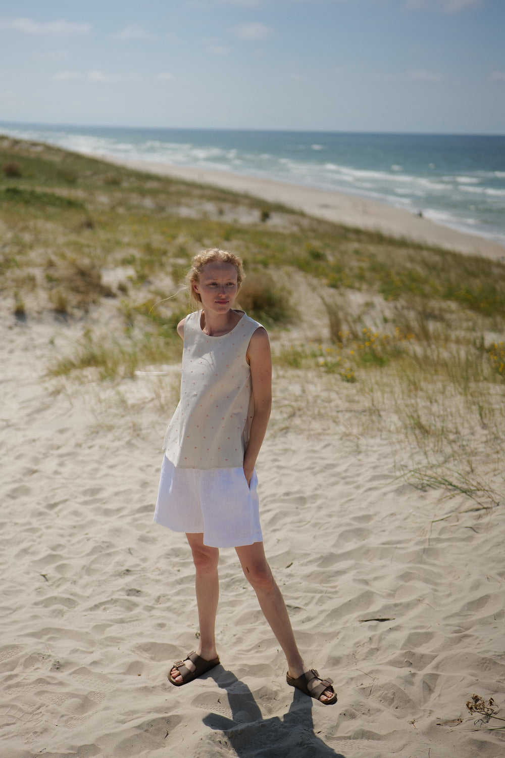 Linen Summer Polka Dot Top Cumbia summer outfit