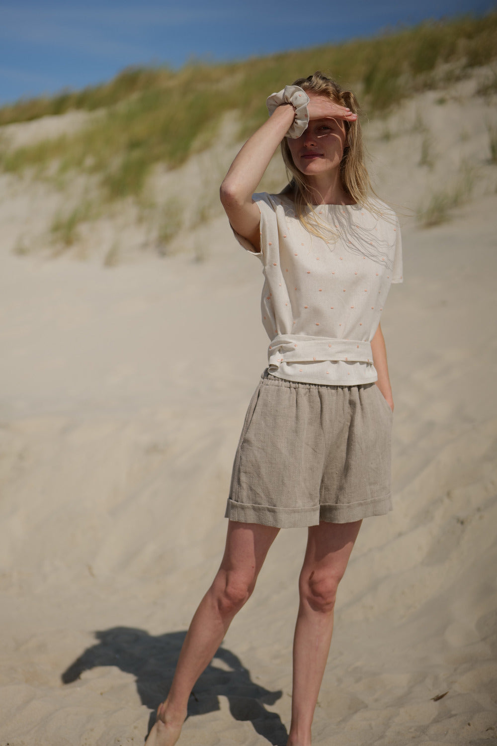 Linen Summer Polka Dot Top Samba T24 Old Linen Mill