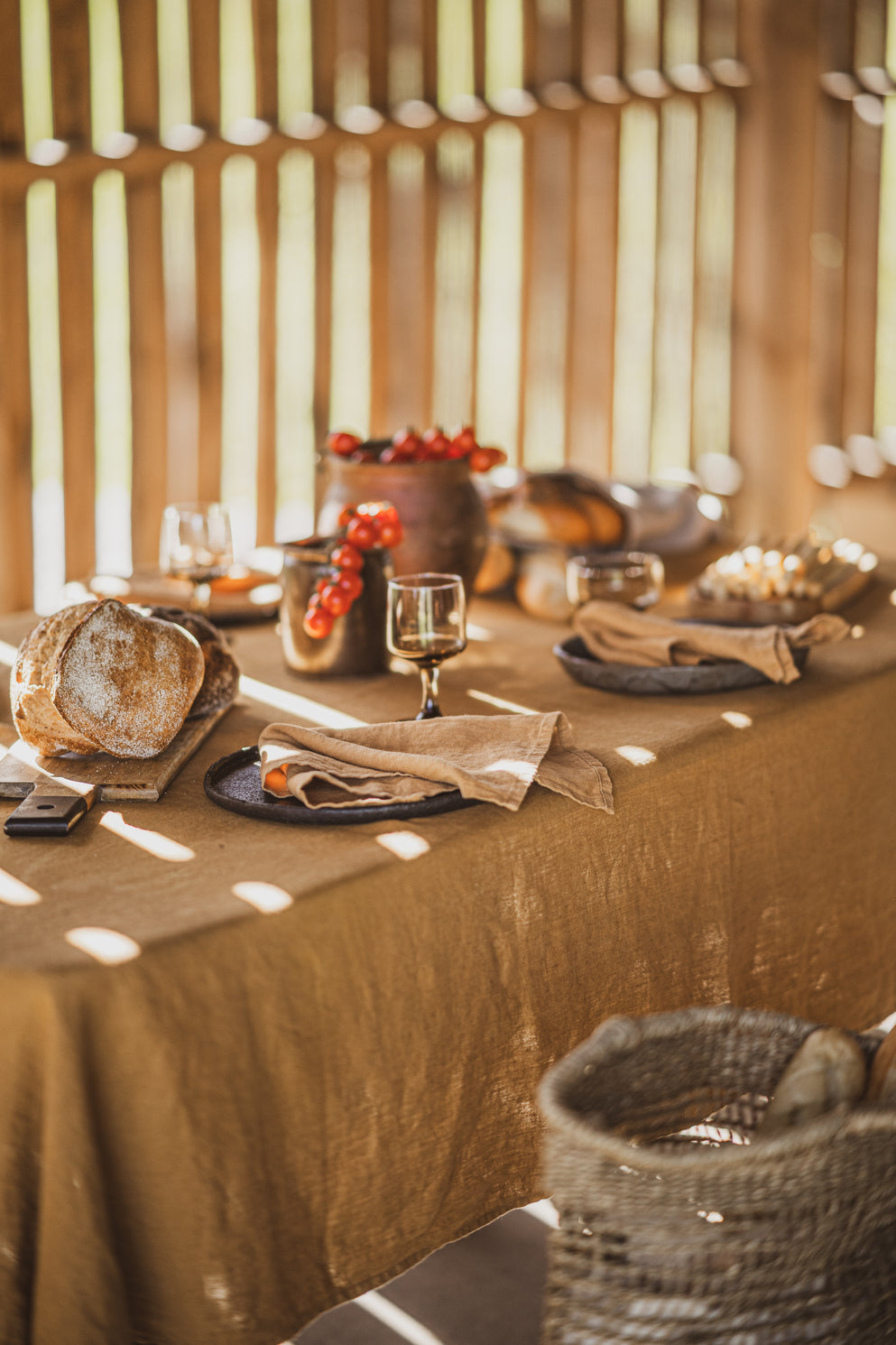 Linen Tablecloth in Honey Gold Old Linen Mill