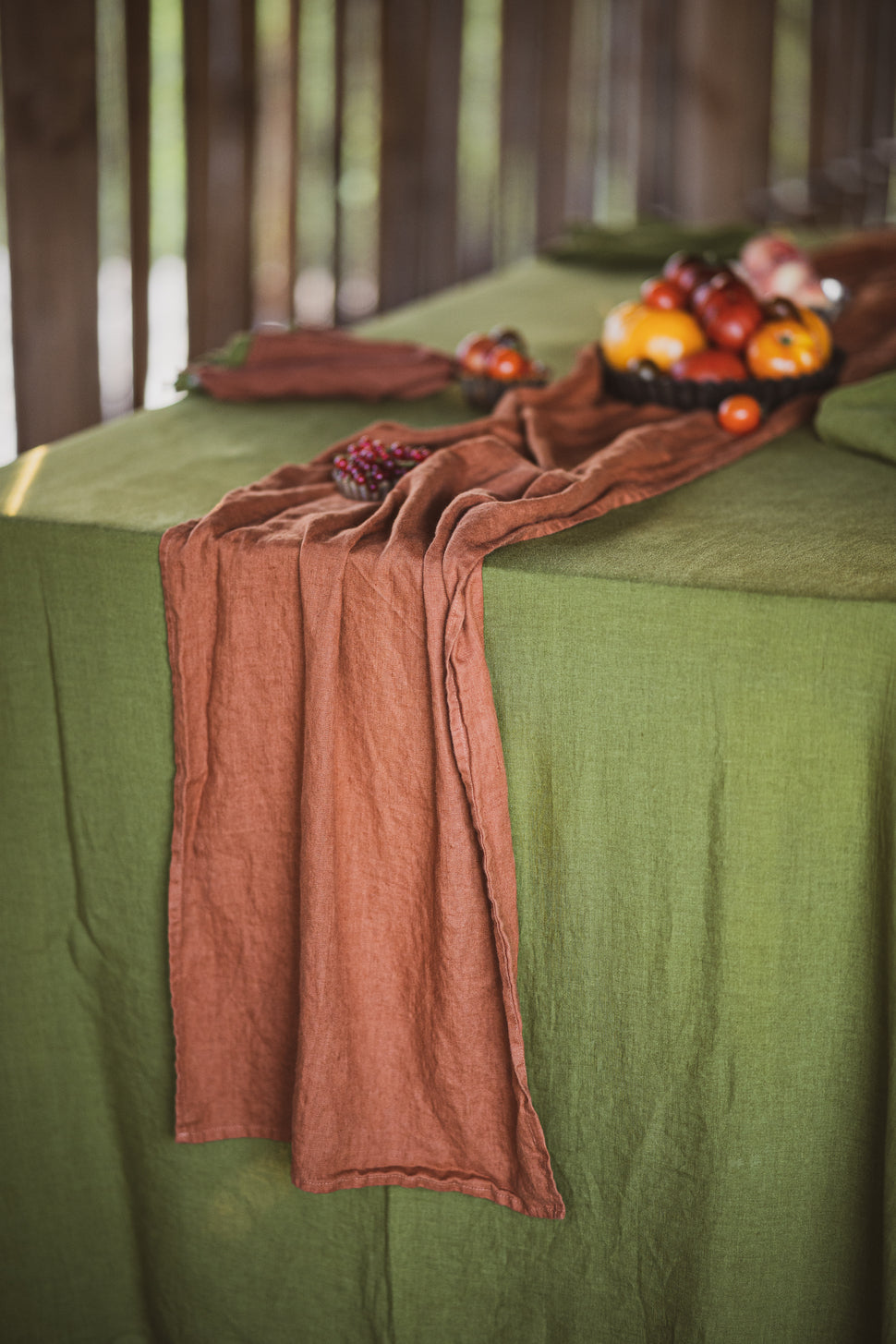 Linen Tablecloth in Moss Green Old Linen Mill