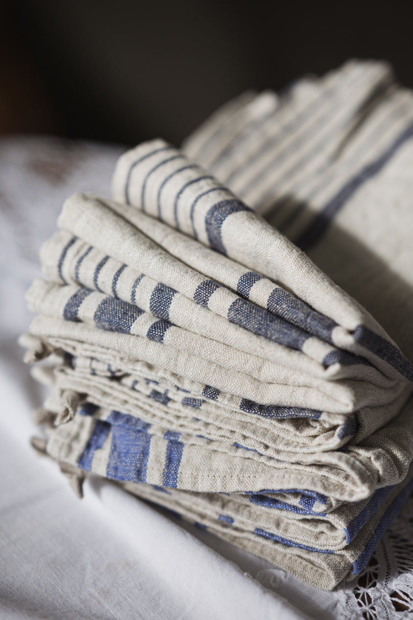 Linen Tea Towels – Set of 4 in Different Color Stripes TT50x70 Old Linen Mill