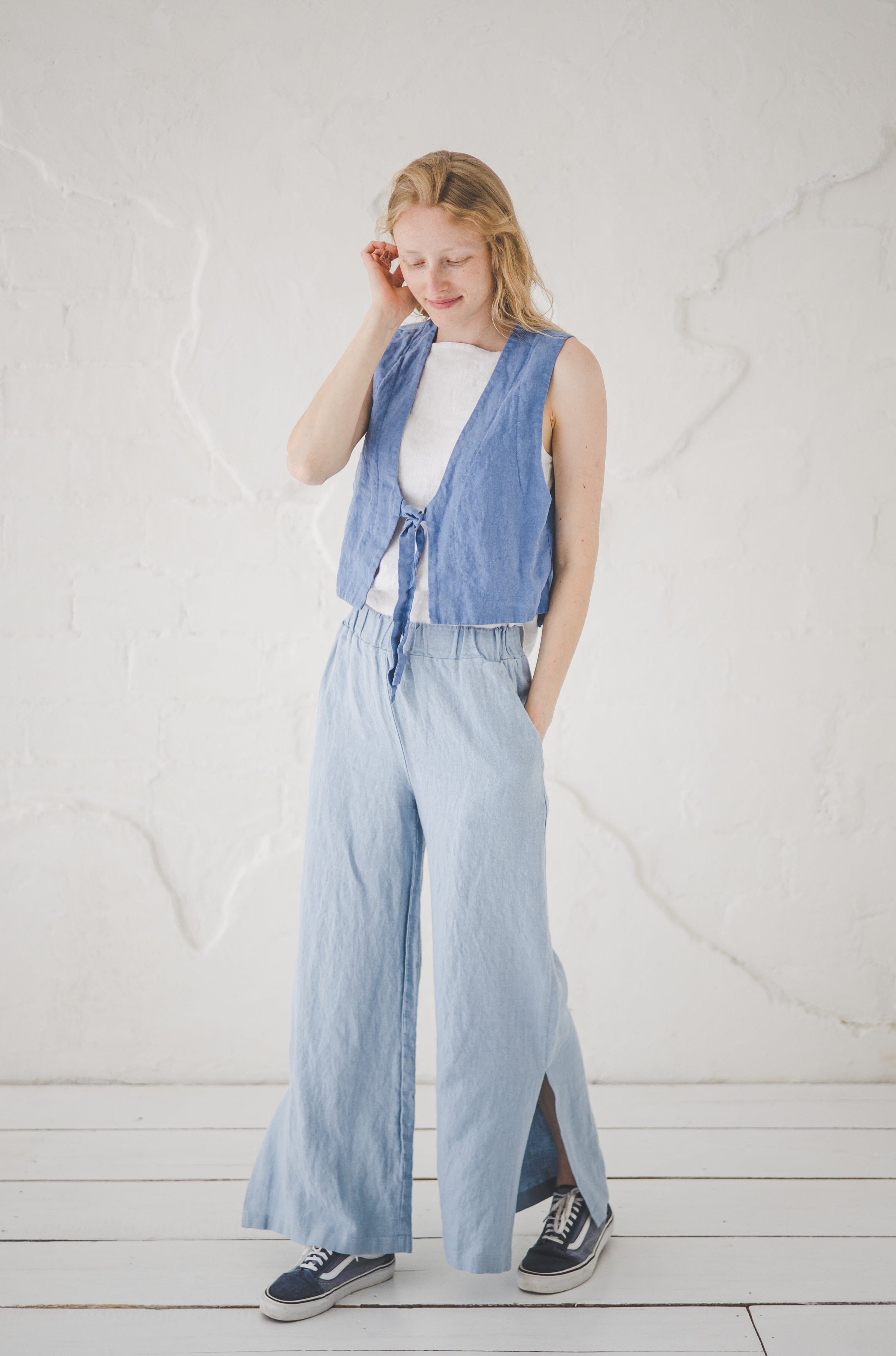 Linen Trousers with side slit Old Linen Mill