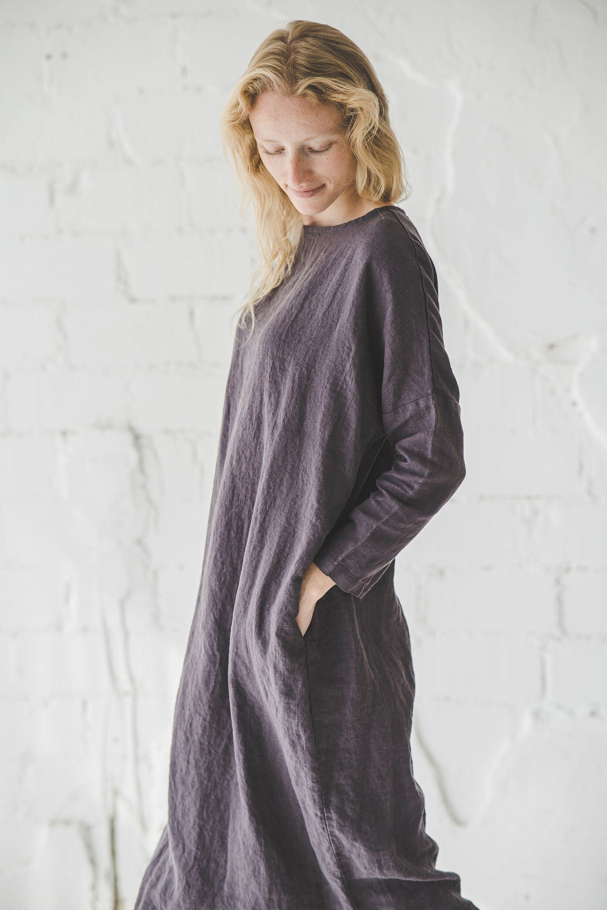 Linen Tunic Dress Loose Fitting Old Linen Mill
